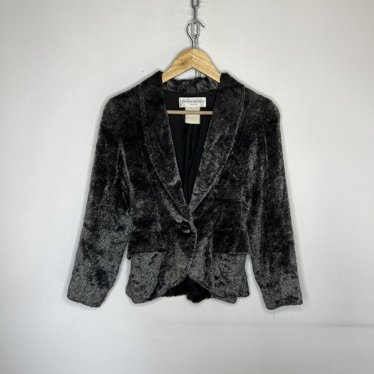 Yves Saint Laurent 🔥VINTAGE YVES SAINT LAURENT PARIS FAUX FUR BLAZER JACKET Size S / US 4 / IT 40 - 1 Thumbnail