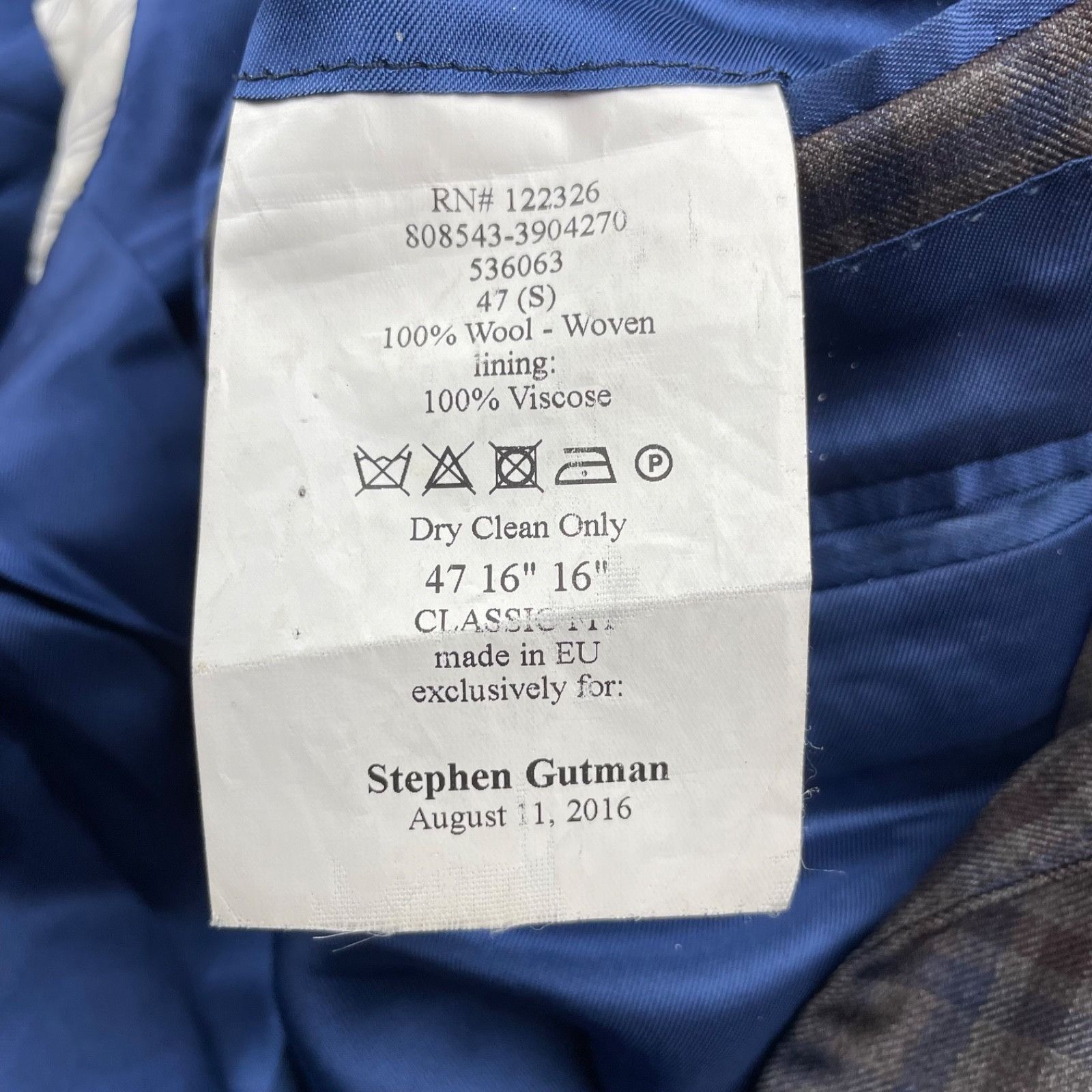 J.Hilburn J.Hilburn Men's Bespoke 100% Wool 2-Button Blazer Brown/Blue Size 46S - 6 Thumbnail