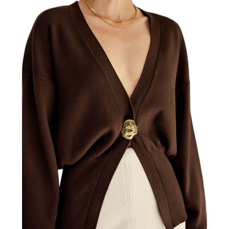Other Commense Red Golden Button Plain Long Sleeve Knit Cardigan Size XS / US 0-2 / IT 36-38 - 3 Thumbnail