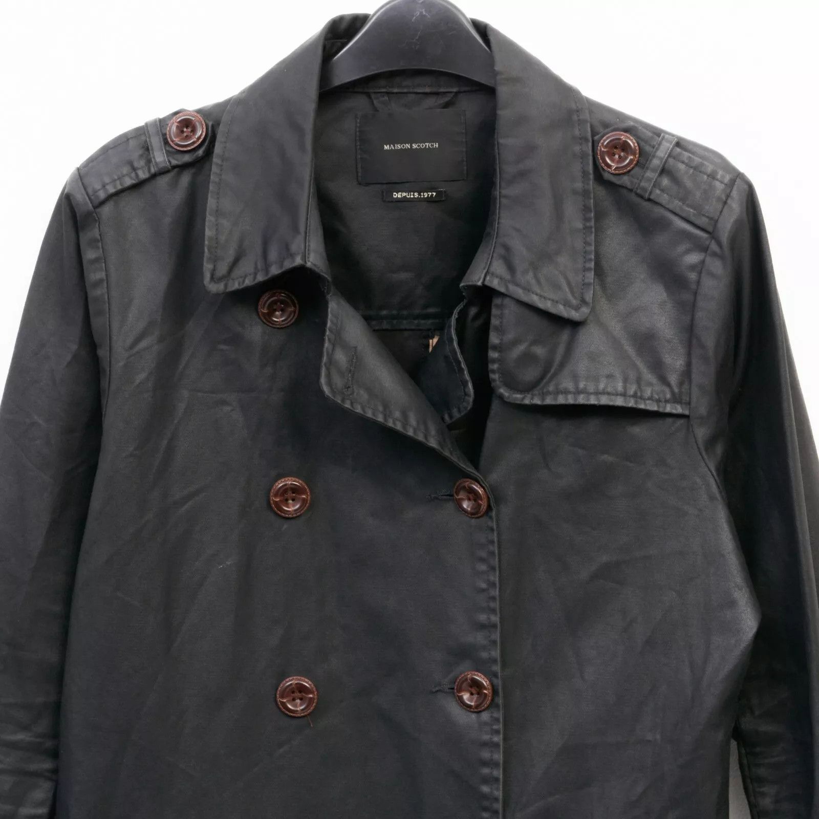 Maison Scotch Women Size 3 Jacket L Cotton Trench Coat Raincoat Mac Cotton Size L / US 10 / IT 46 - 8 Thumbnail