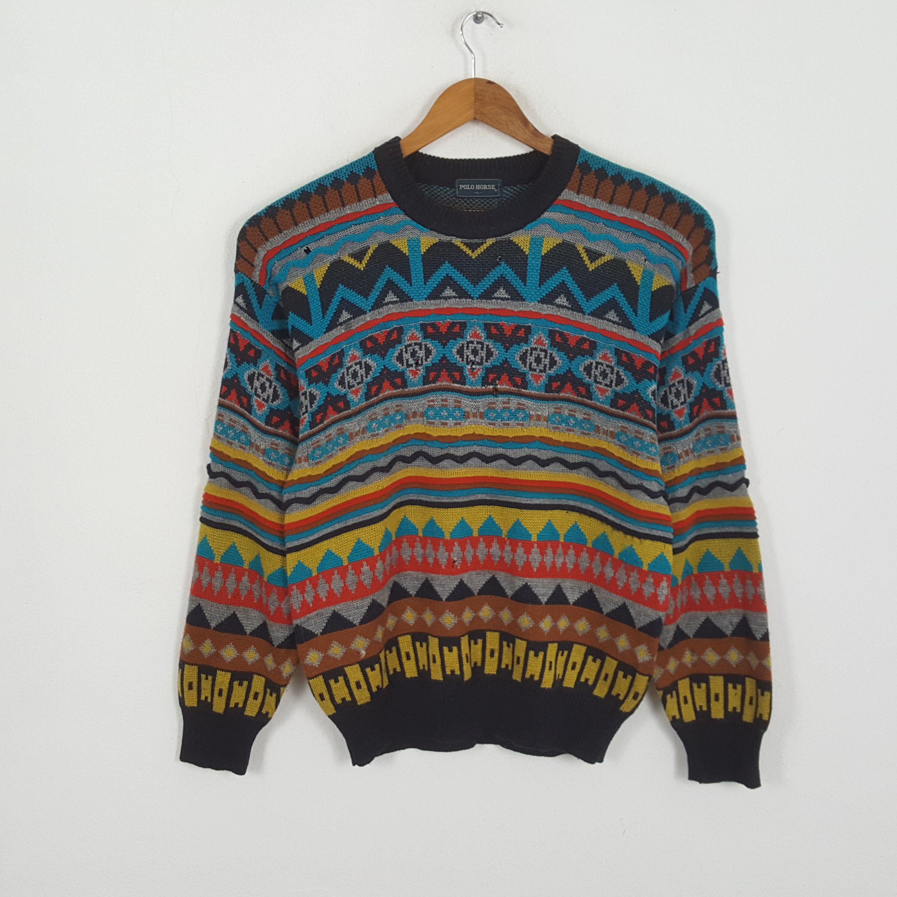 Vintage Vintage POLO HORSE Coogi Style Design Sweatshirts Size US M / EU 48-50 / 2 - 1 Thumbnail