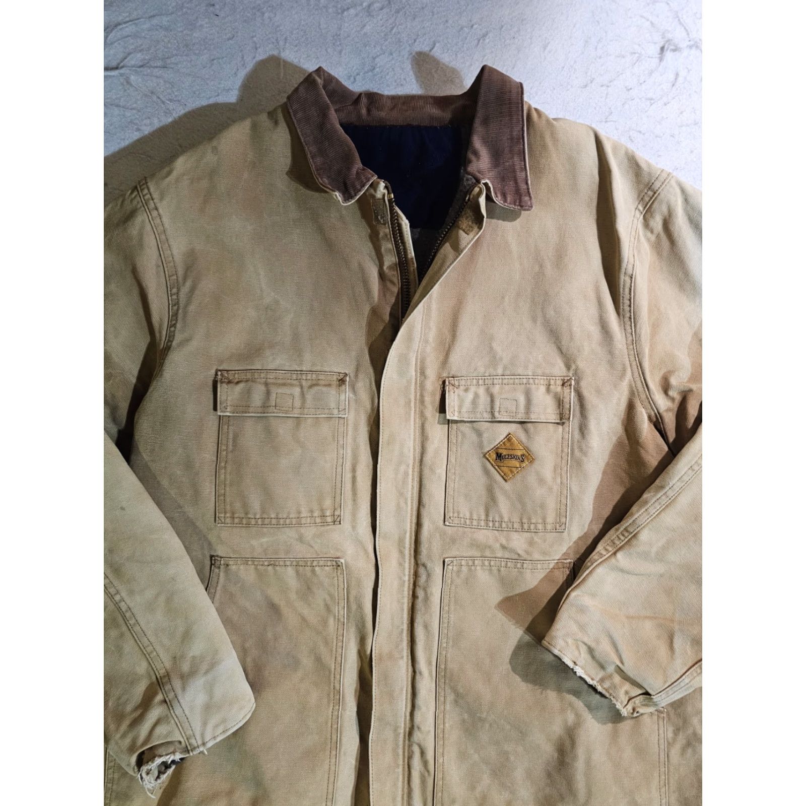 Carhartt VINTAGE Carhartt Muleskins Jacket Brown Blanket Lined Detroit Jacket Mens 2XL Bomber Jacket Wool Lining Canvas Cotton 90s Outdoor Workwear Mens Size US XXL / EU 58 / 5 - 2 Thumbnail