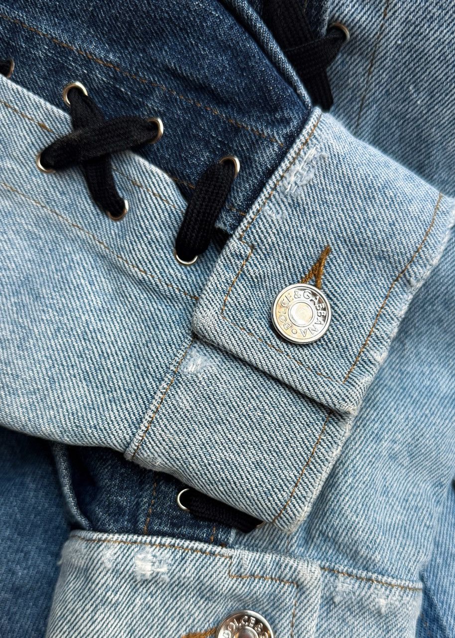 Dolce & Gabbana Dolce & Gabbana Blue Denim Patchwork Laced-up Shirt Jacket Size M / US 6-8 / IT 42-44 - 9 Thumbnail
