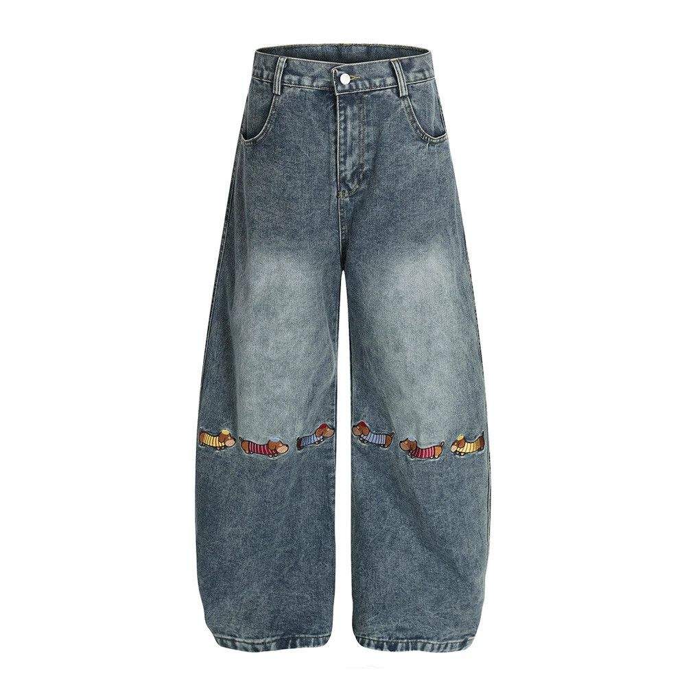 Jean Men's American fun embroidered dachshund machete jeans Size US 32 / EU 48 - 1 Thumbnail