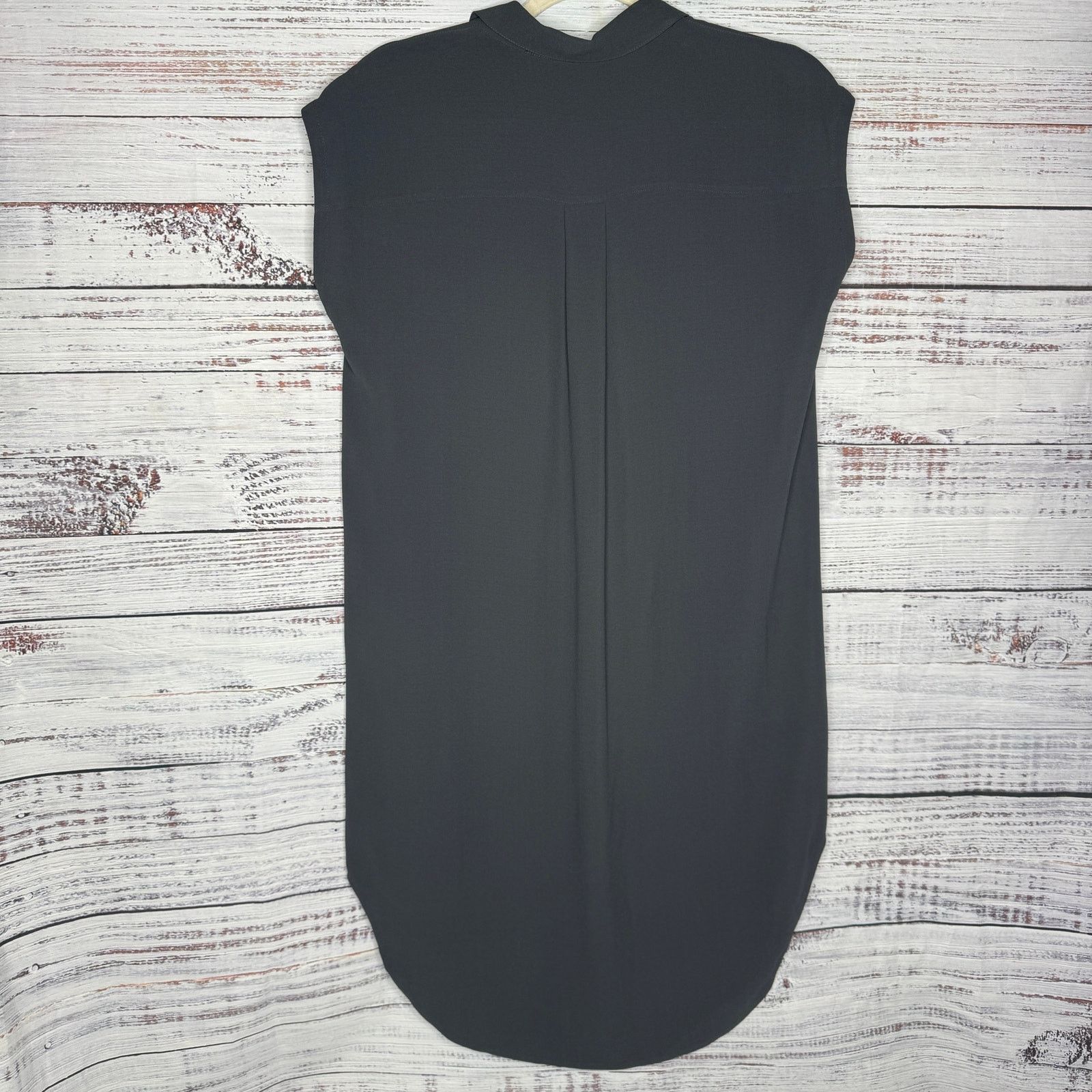 Eileen Fisher Eileen Fisher XS Black 100% Silk Button Tunic Shirt Dress Size XS / US 0-2 / IT 36-38 - 5 Thumbnail
