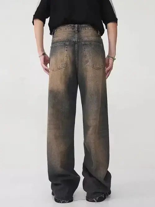 Bare Fox Retro distressed straight-leg wide-leg jeans Size US 32 / EU 48 - 2 Thumbnail