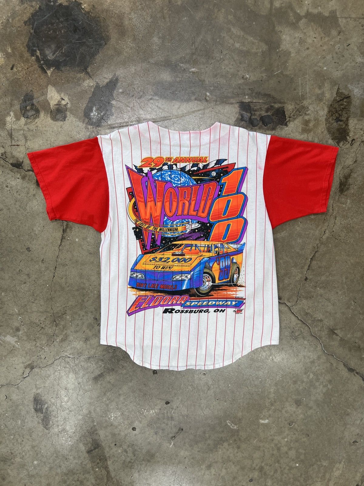 NASCAR Vintage 90s Racing World 100 Speedway Baseball Jersey Large Size US L / EU 52-54 / 3 - 2 Thumbnail