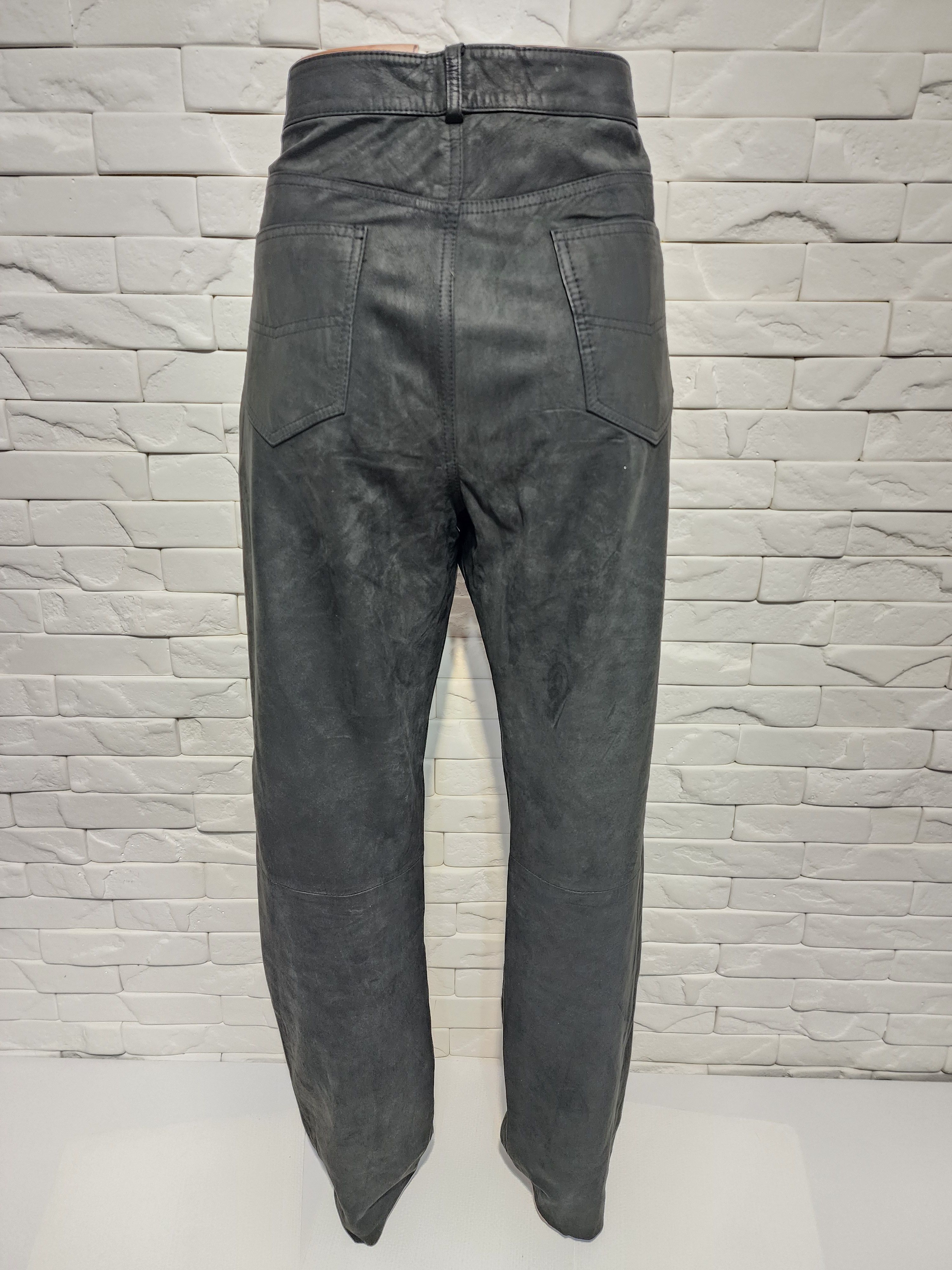 Genuine Leather Men's brown leather pants made of nubuck leather. Size US 34 / EU 50 - 5 Thumbnail