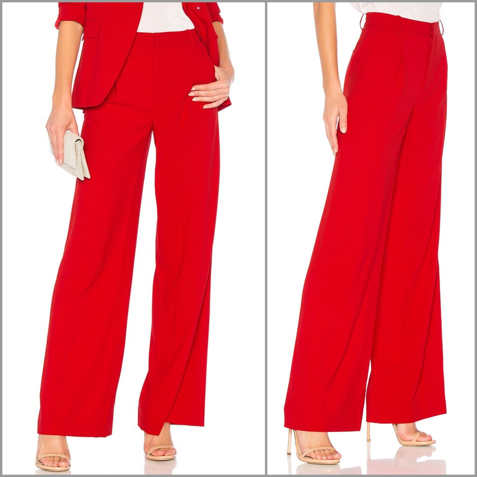 Alice + Olivia Alice + Olivia Eric Wide Leg Pants in Ruby Red Size 12 Size 34" / US 12 / IT 48 - 1 Thumbnail