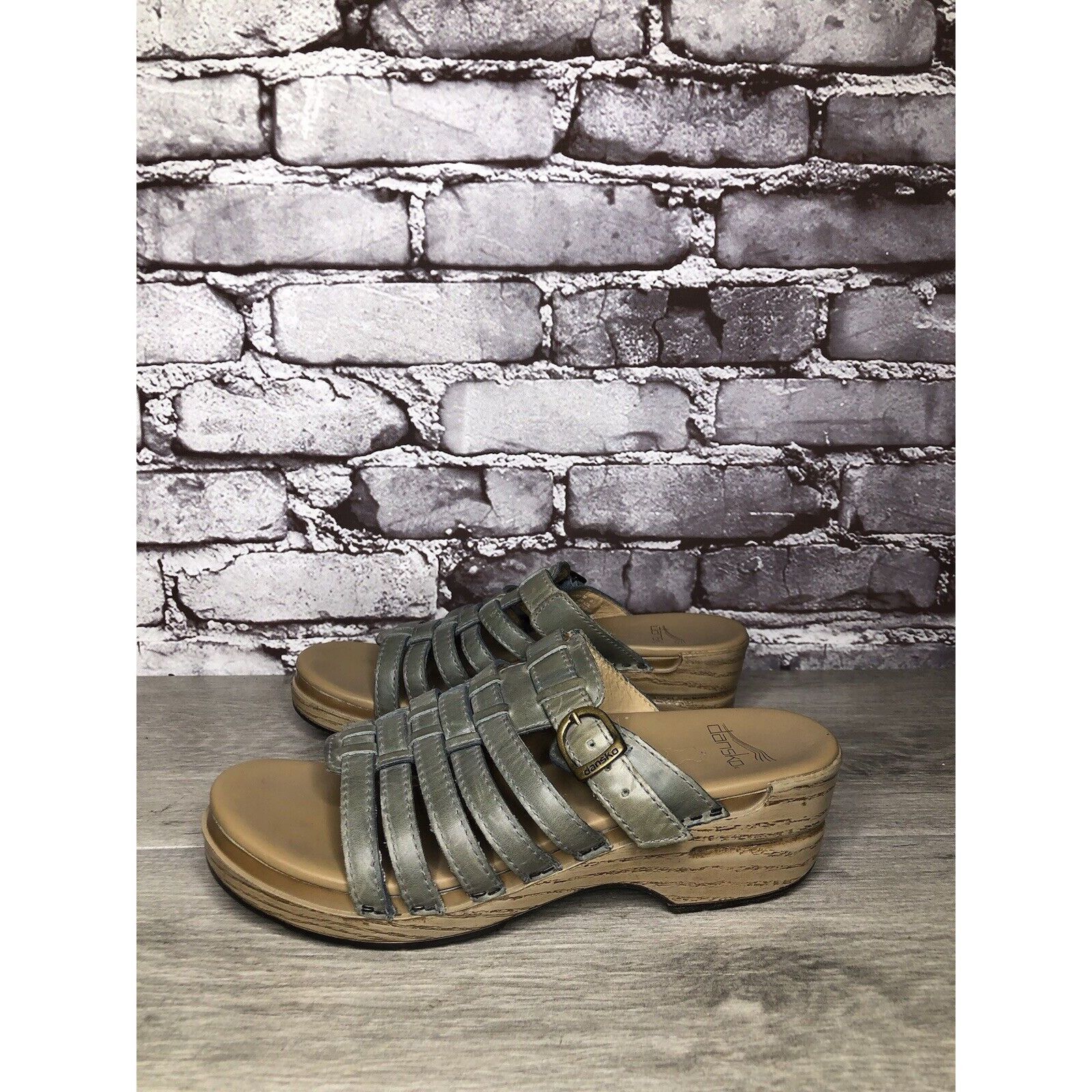 Other Dansko Blue Teal Leather Slide Buckle Straps Clogs Sandals W Size US 7.5 / IT 37.5 - 6 Thumbnail