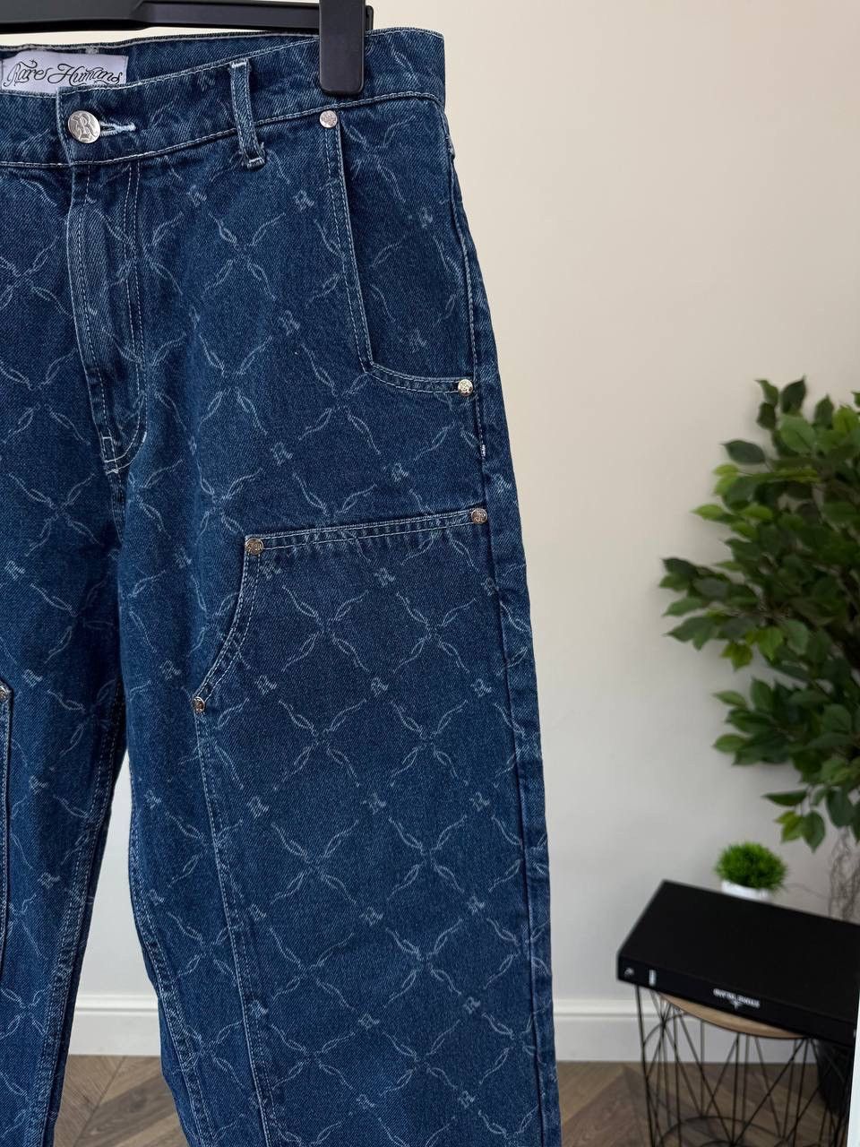 Designer Vintage Rare Humans Lasered Monogram Denim Pants Size US 33 - 6 Thumbnail