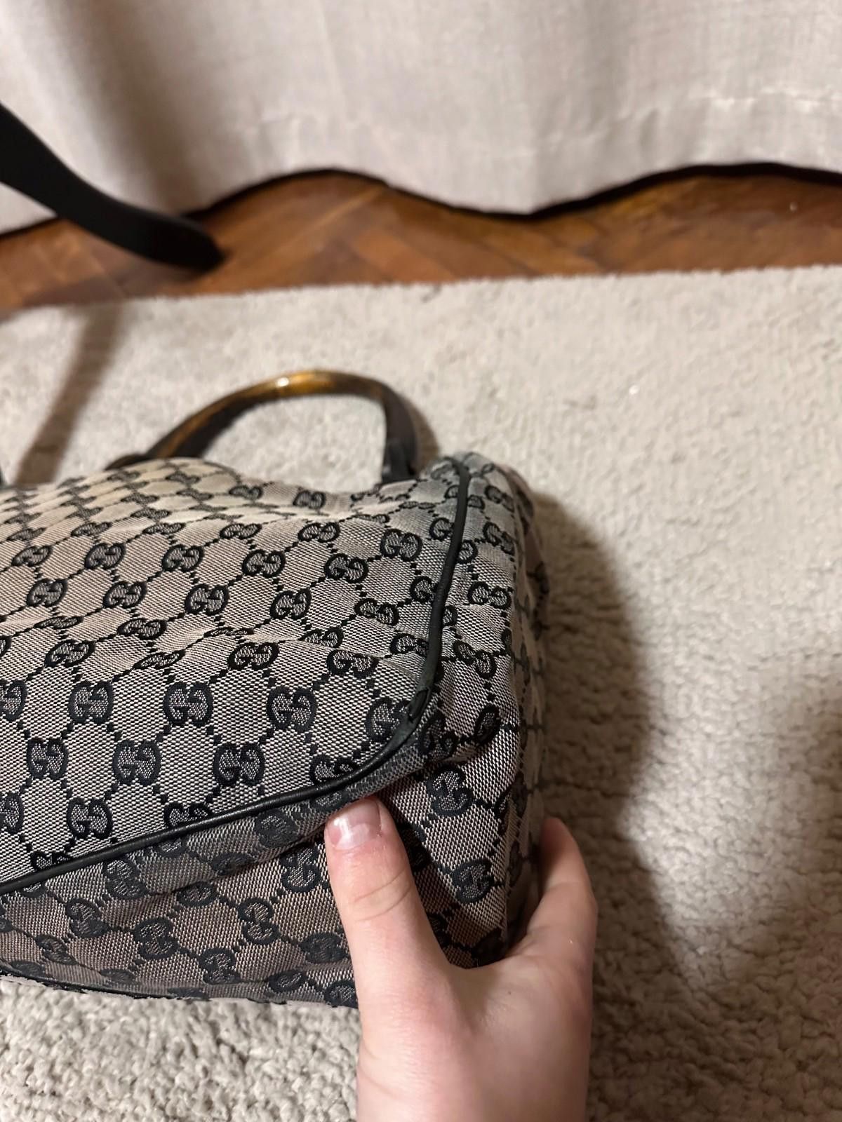 Gucci Rare GUCCI GG Canvas Wood Handle Handbag Tote Bag Hobo Navy Size ONE SIZE - 8 Thumbnail