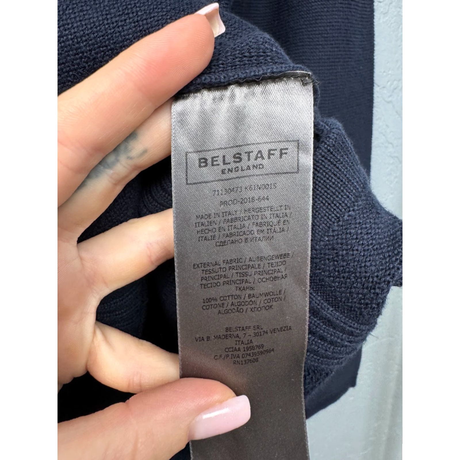 Belstaff Belstaff Mens Crew Neck Knit Sweater XL Blue Cotton Knit Logo Pullover Mens 90s? Size US XL / EU 56 / 4 - 5 Thumbnail