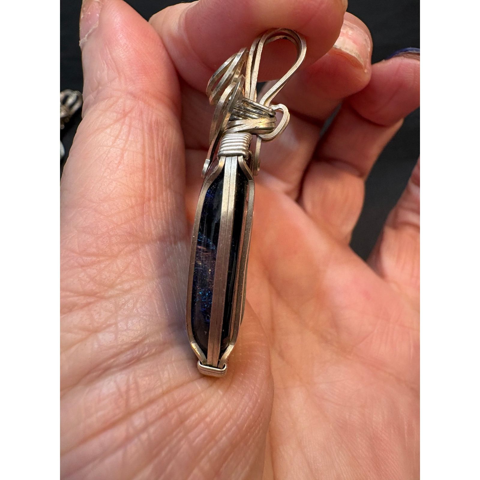 Other Large Sterling Silver Wire-Wrapped Dichroic Glass Pendant Size ONE SIZE - 4 Thumbnail
