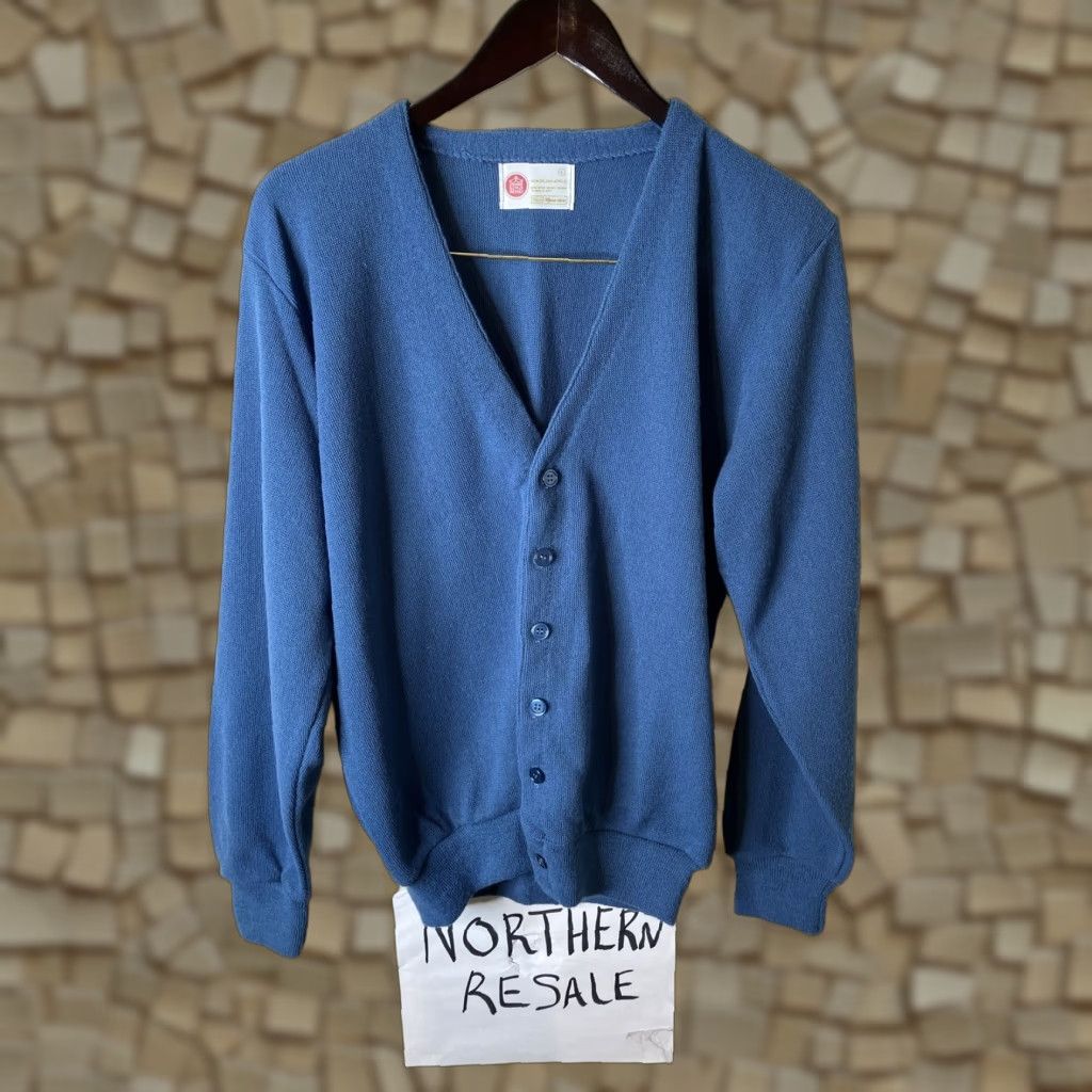 VINTAGE Kings Road Sears Cardigan Sweater Acrylic Mens L 1970s