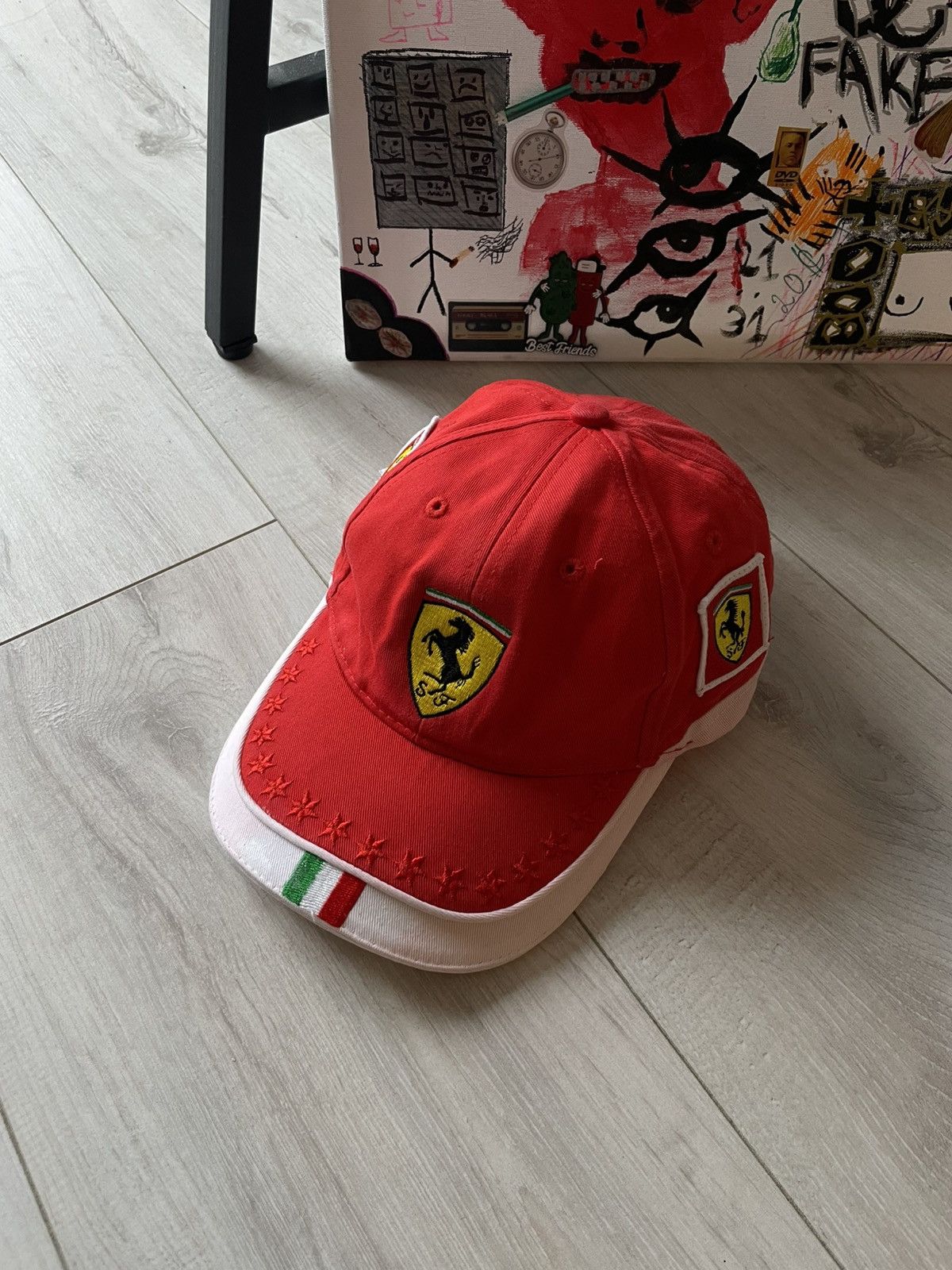 Ferrari Vintage 00’s Ferrari Racing Y2K Hat Cap F1 White/Pink RARE Size ONE SIZE - 1 Thumbnail