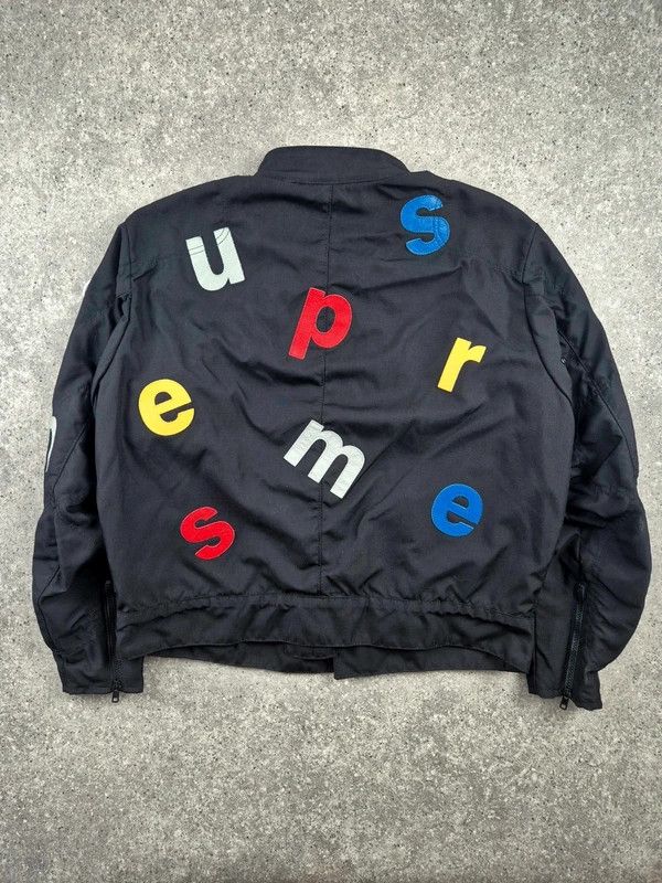 Supreme Black Vanson Leathers Cordura Letters Jacket Size M