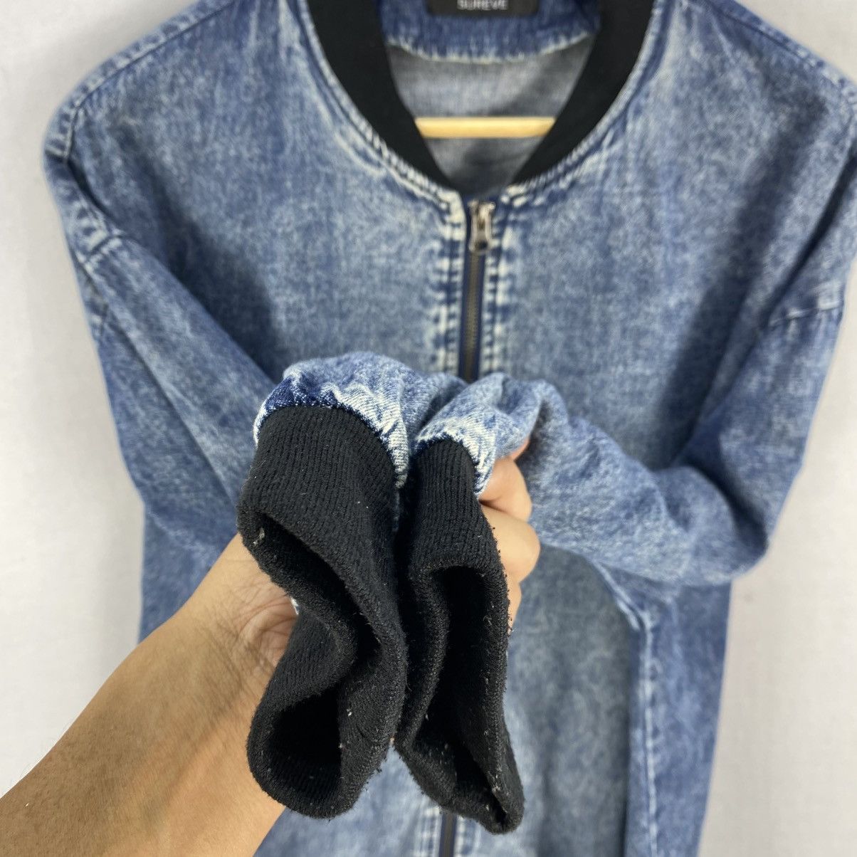 Japanese Brand Sureve Japan Oversized Washed Denim Bomber Jacket Size US L / EU 52-54 / 3 - 10 Thumbnail