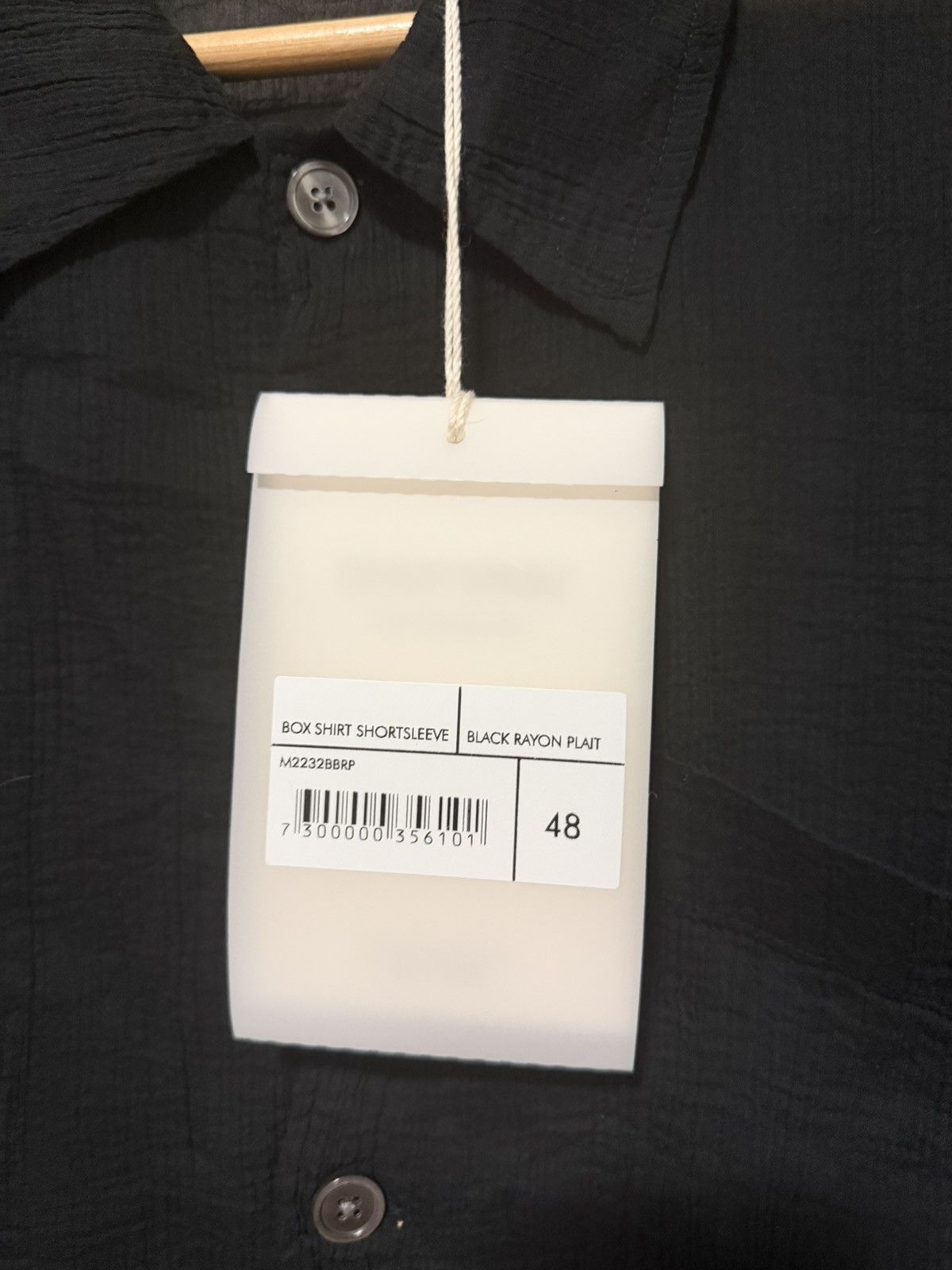 Our Legacy BOX SHIRT SHORTSLEEVE Black Rayon Plait Size US M / EU 48-50 / 2 - 7 Thumbnail
