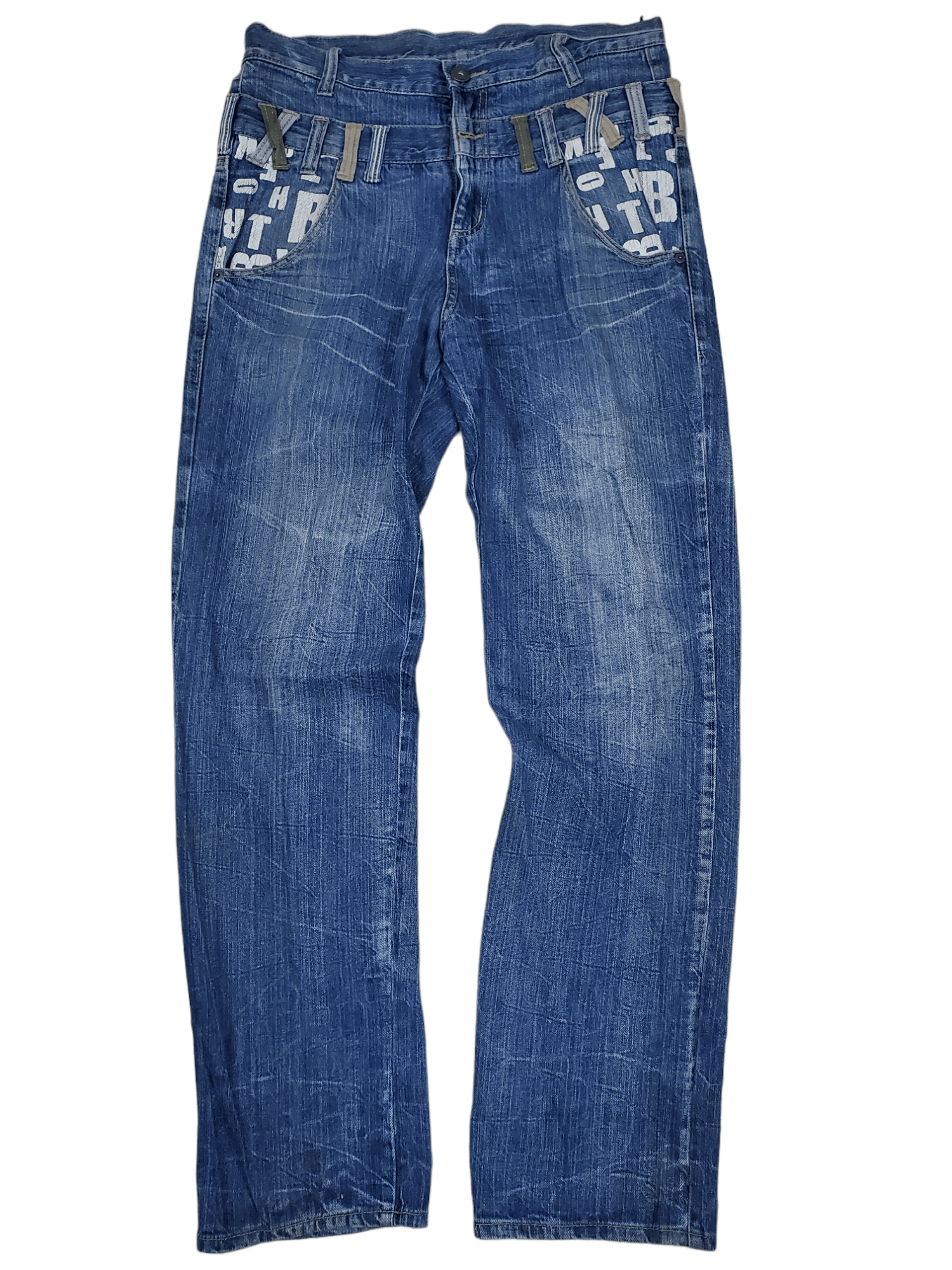 image of Vintage Denim Double Waist Blue Flared, Men's (Size 35)