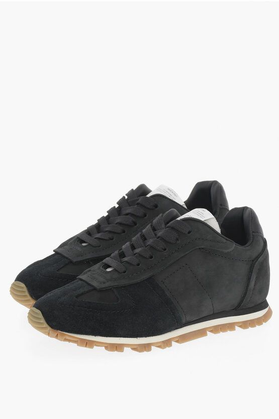 image of Maison Margiela Mm22 Solid Color Suede Low-Top Sneakers in Black, Women's (Size 5)