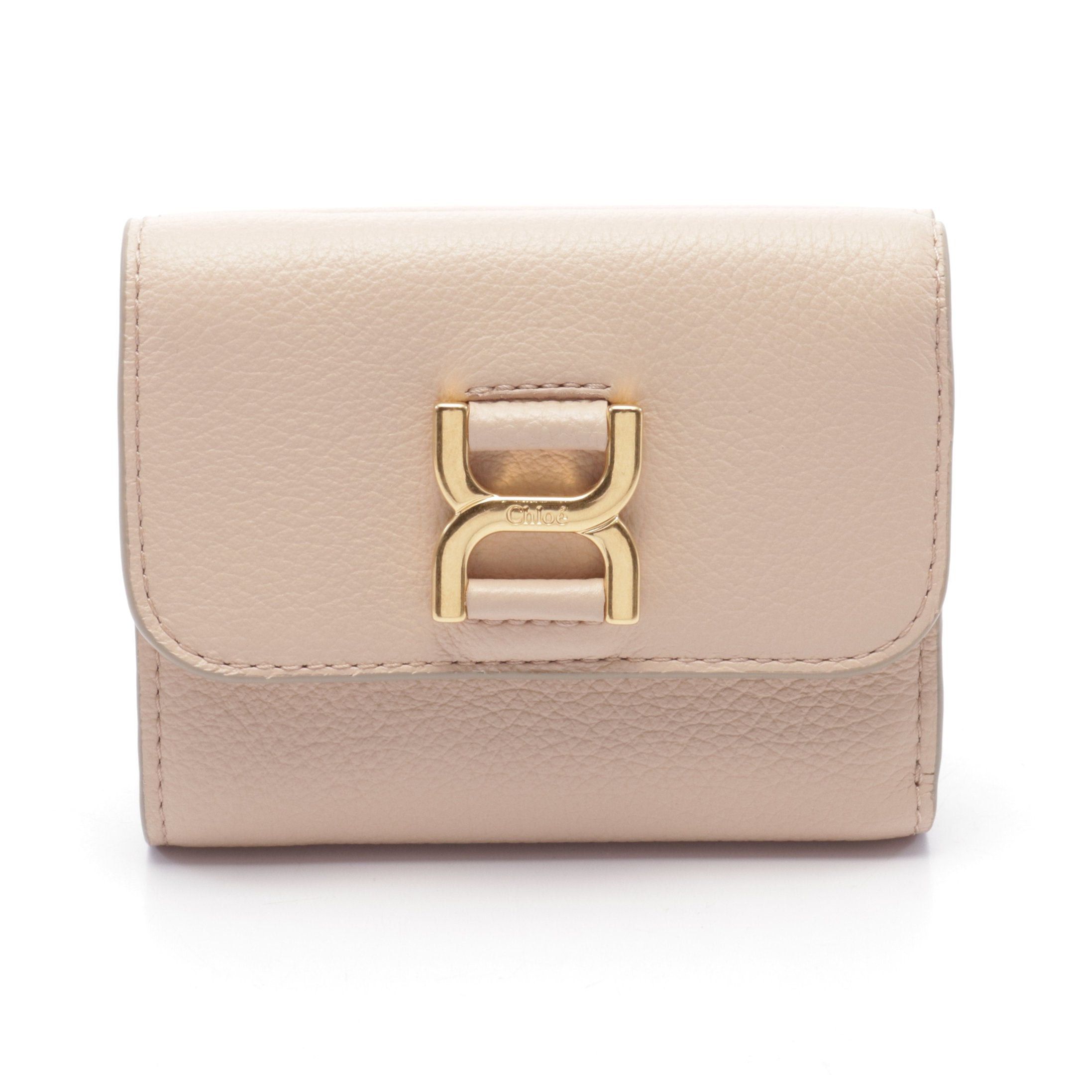 Chloe Chloe Marcie Small Trifold Wallet Leather Pink Beige Size ONE SIZE - 1 Thumbnail