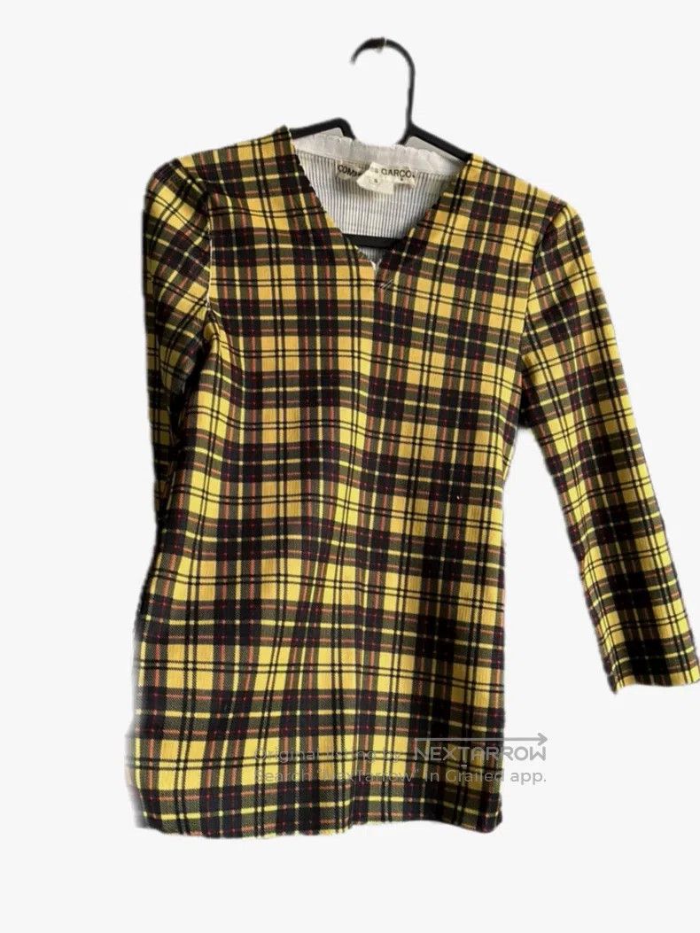 Comme des Garcons Comme Des Garcons Plaid three-quarter sleeve V-neck ruffle Size S / US 4 / IT 40 - 1 Thumbnail