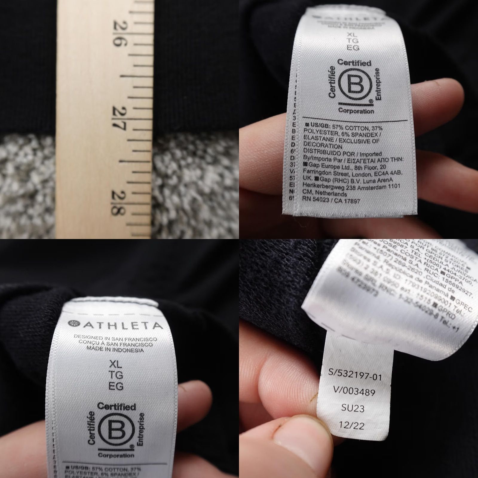 Athleta Athleta Vest Womens XL Black Retro Sweatshirt Tank Top V-Neck Sleeveless Pullover Tee Knit Cotton Polyester Spandex Size XL / US 12-14 / IT 48-50 - 8 Thumbnail