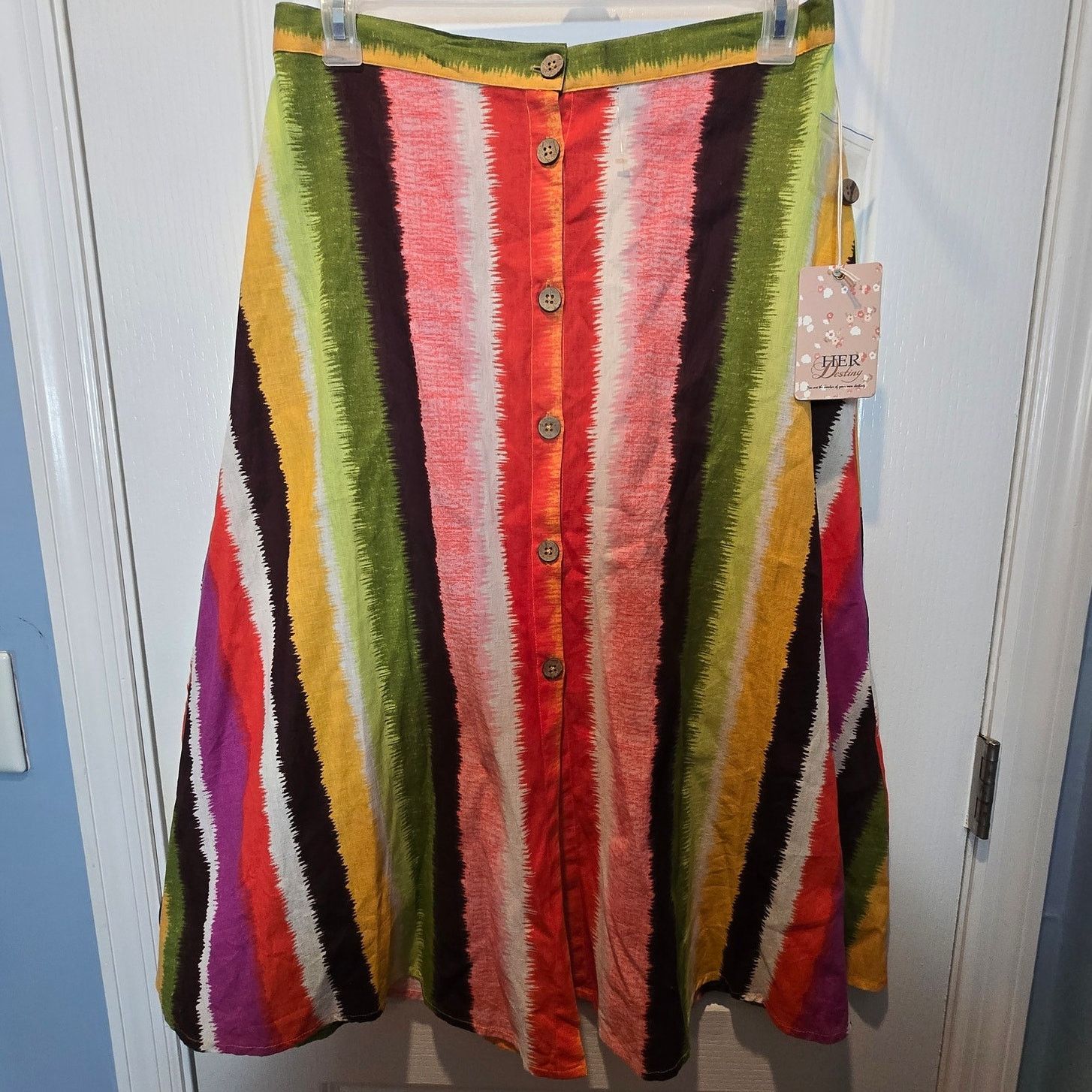 Other NWT Her Destiny button front striped skirt sz L Size 34" / US 12 / IT 48 - 2 Thumbnail