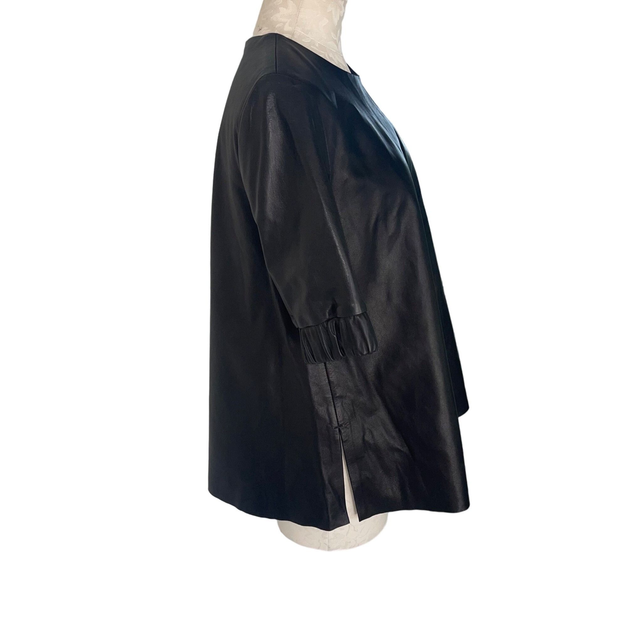 Cos Cos Womens Top Size XS Black Leather Short Sleeve Size XS / US 0-2 / IT 36-38 - 3 Thumbnail