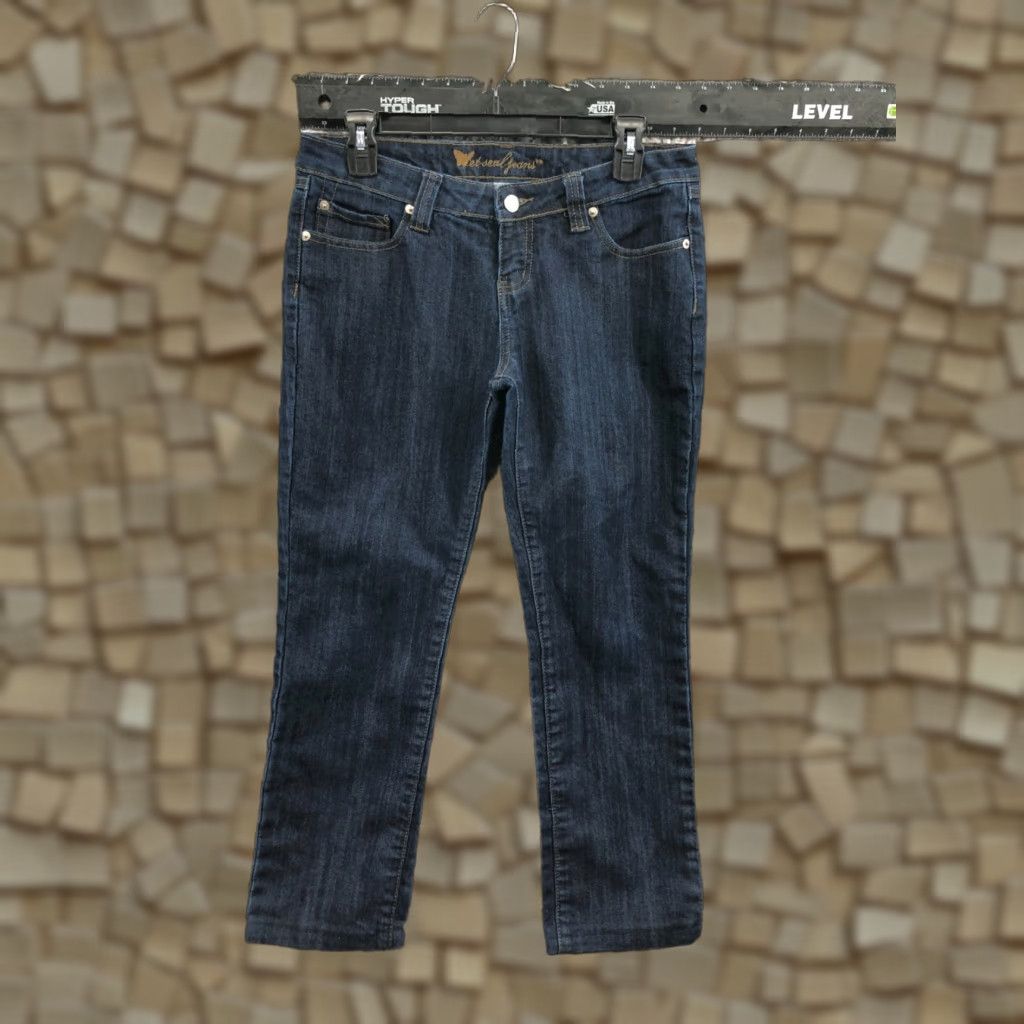 Vintage Wet Seal Jeans Short Juniors Womens Blue Dark Wash Size 11 Denim 5-Pocket Regular Rise Low 26in Inseam Belt Loops Zipper Button Size 32" / US 10 / IT 46 - 1 Thumbnail