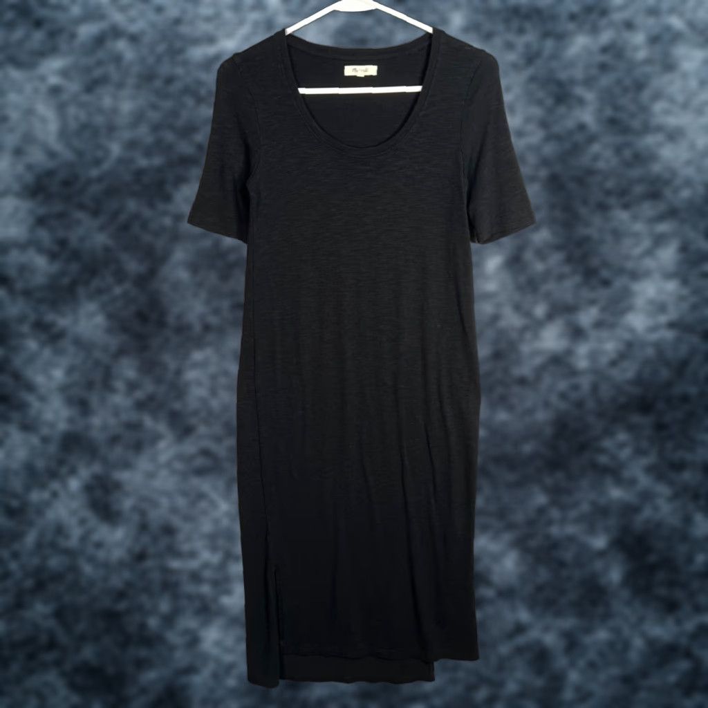 Madewell Madewell Womens XXS Black Short Sleeve Midi Dress Viscose Blend Slim Fit Dress Size 24" / US 00 / IT 34 - 1 Thumbnail