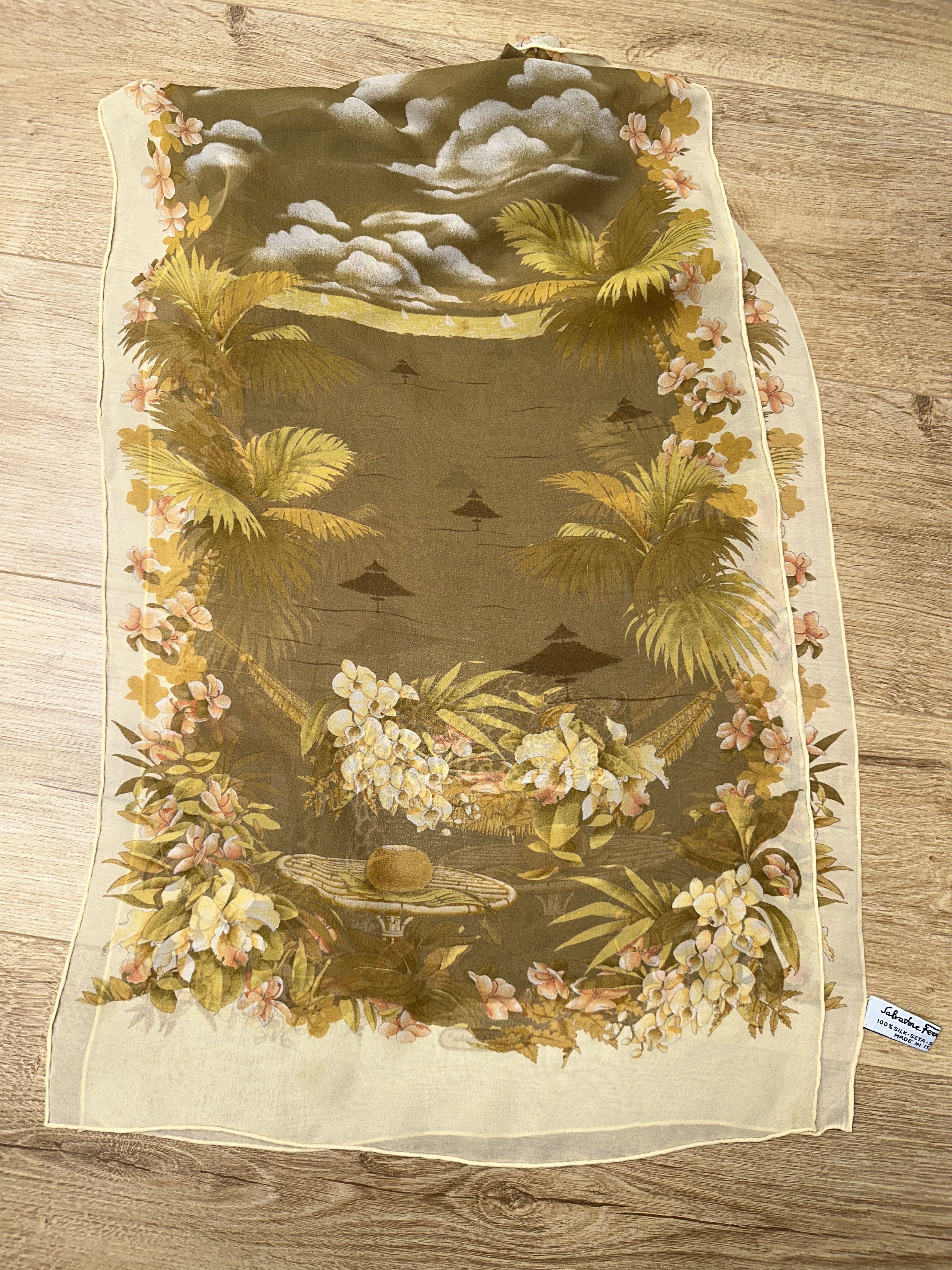 Salvatore Ferragamo Salvatore Ferragamo Leopard Tropical Resort 100% Silk Scarf Size ONE SIZE - 2 Thumbnail