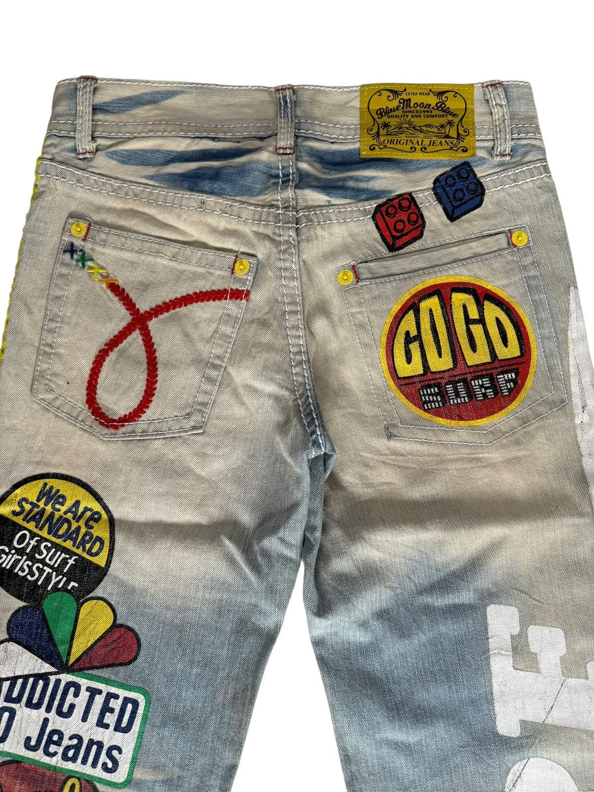 Japanese Brand Y2K Blue Moon Blue Denim Jeans Design Art Hippie Style Size US 28 / EU 44 - 19 Thumbnail