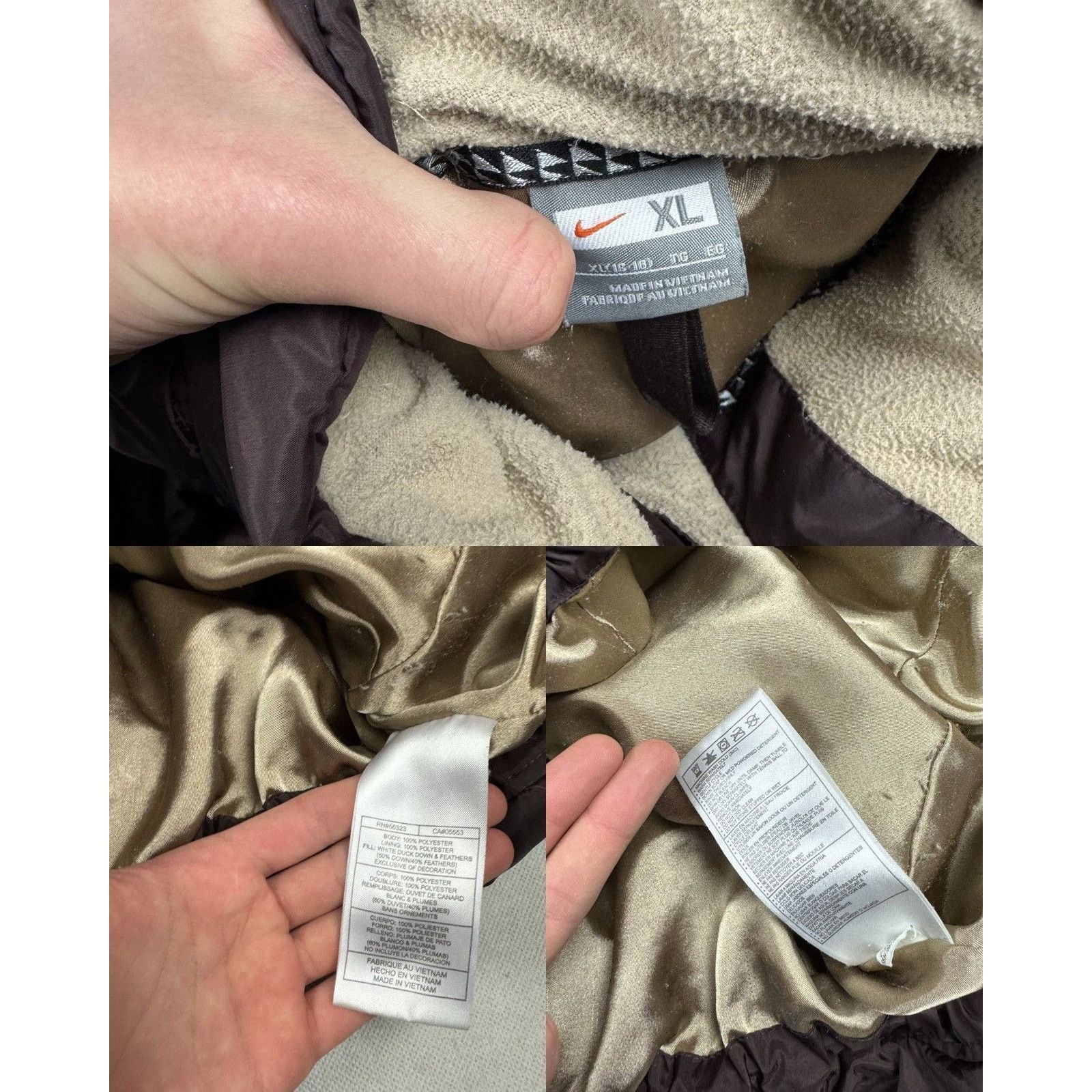 Nike × Vintage Nike Sportswear Women Brown Full Zip Puffer Jacket XL(16-18) Size XL / US 12-14 / IT 48-50 - 2 Thumbnail