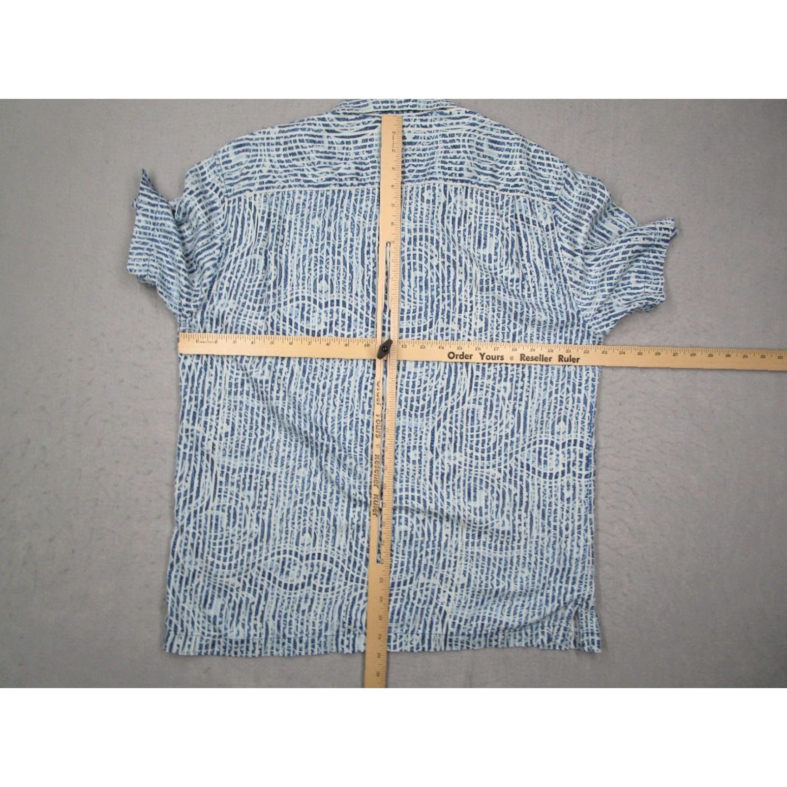 Tommy Bahama Tommy Bahama Shirt Mens Large Blue Button Up Silk Hawaiian Geometric Pattern Pocket 100% Silk Size US L / EU 52-54 / 3 - 6 Thumbnail