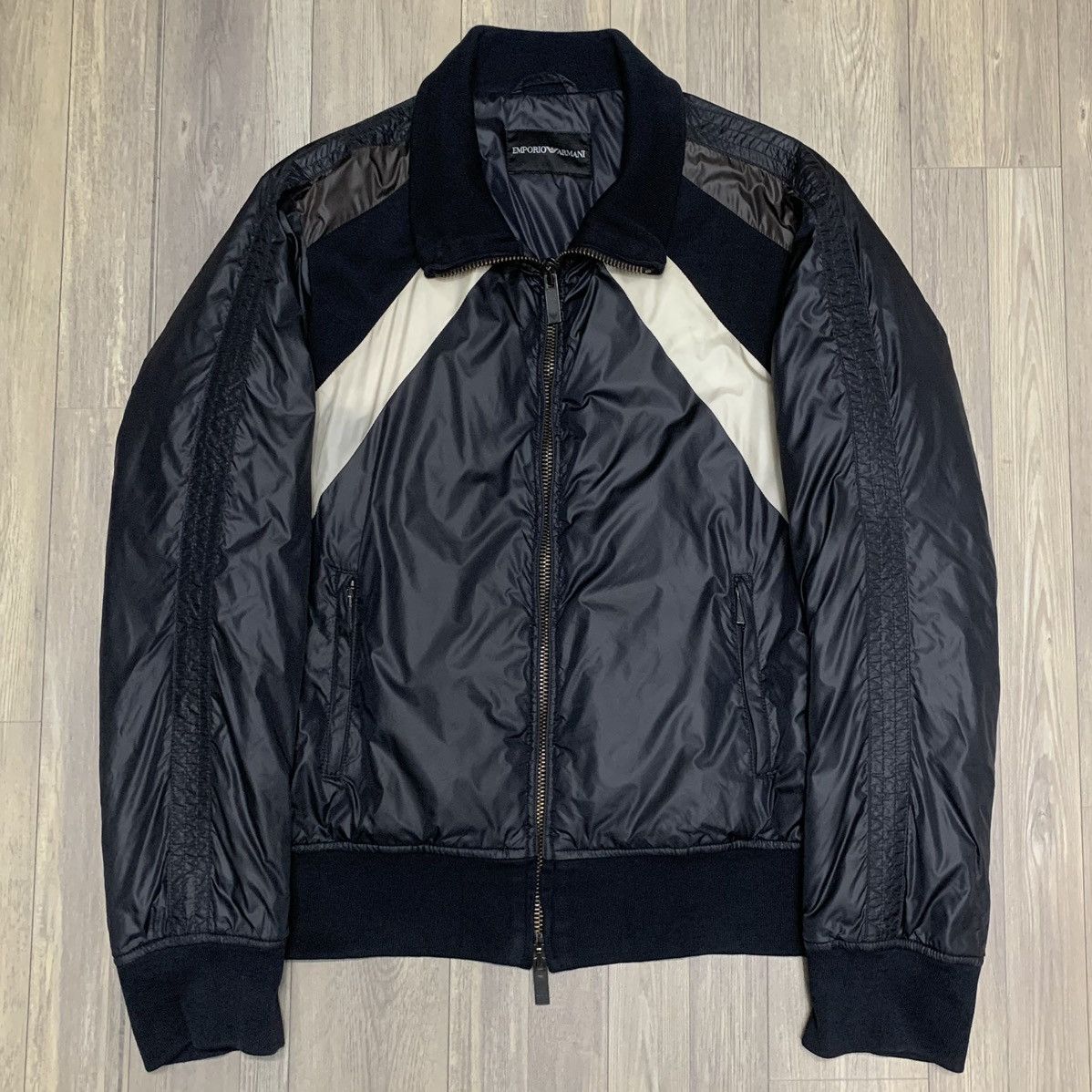 Image of 2000S Emporio Armani Puffer Bomber Jacket in Black, Men's (Size Small)