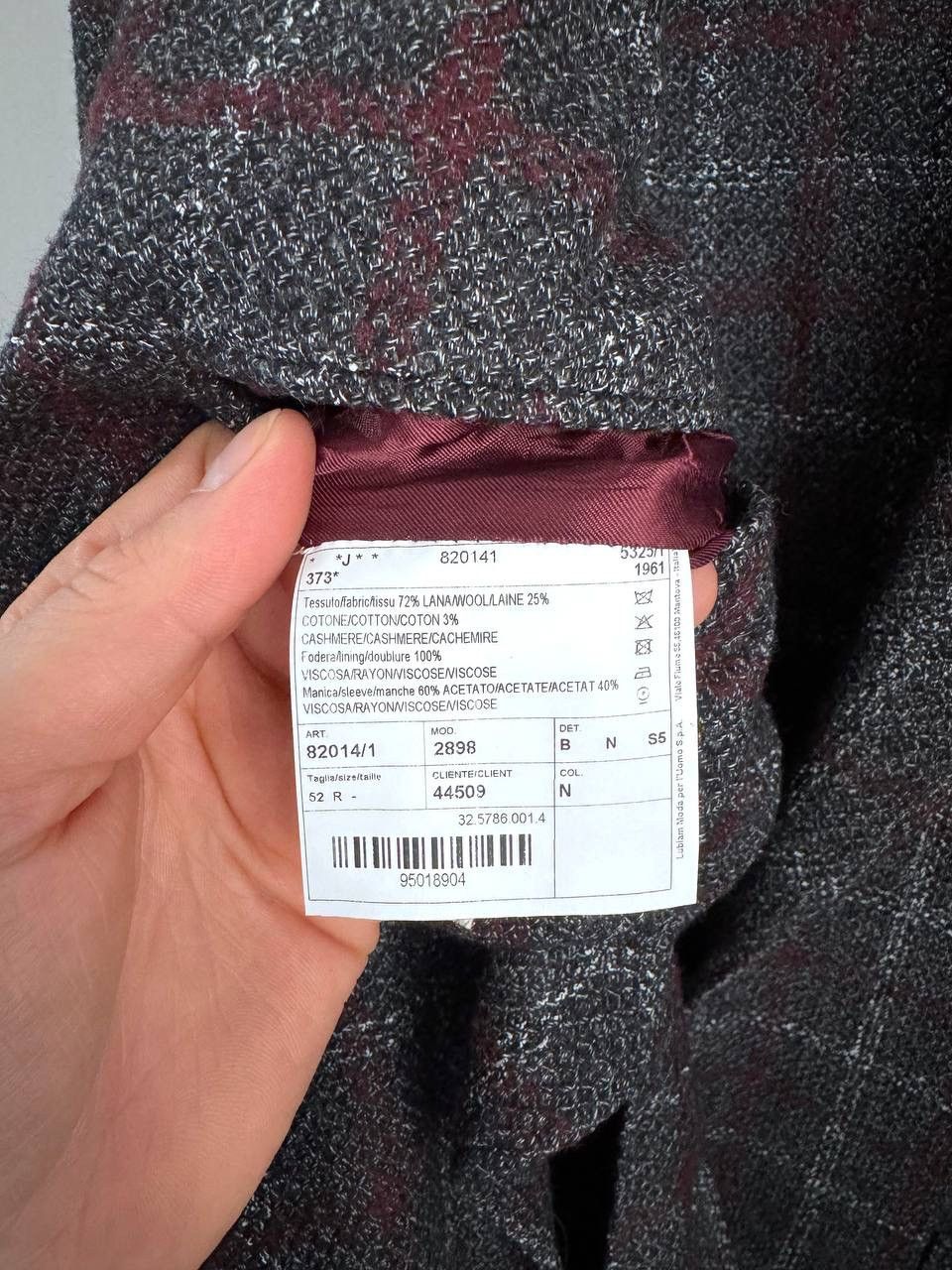 L.B.M. 1911 L.B.M. 1911 Dark Grey Wool/Cotton/Cashmere Men's Blazer 52 R Size 52R - 13 Thumbnail