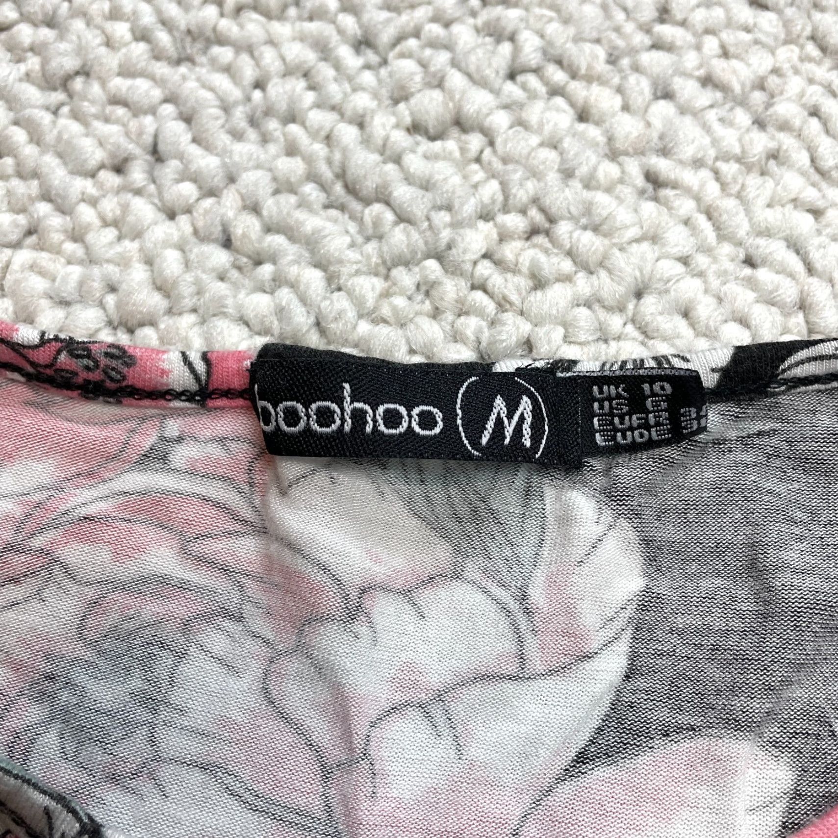 Boohoo VINTAGE Boohoo Shirt Dress Womens 6 Black 3/4 Sleeve Rayon Spandex Jersey Knee Length Floral Size M / US 6-8 / IT 42-44 - 6 Thumbnail