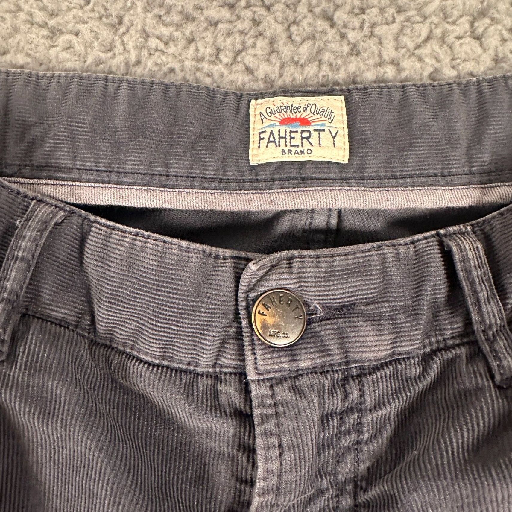 Faherty VINTAGE Faherty Thin Corduroy Pants Men's 33 Gray Stretch 5-Pocket Straight Leg Size US 33 - 6 Thumbnail