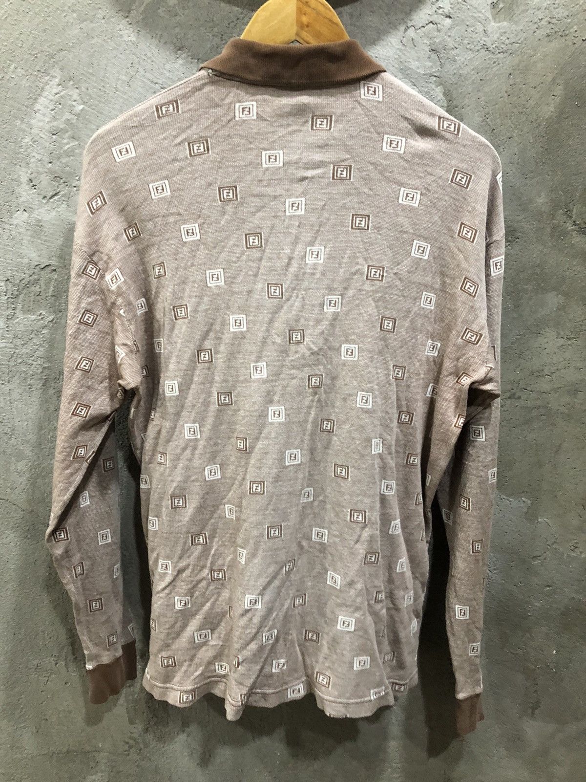 Fendi 1990 - Fendi Monogram Longsleeve Polo Shirt Size US L / EU 52-54 / 3 - 8 Thumbnail