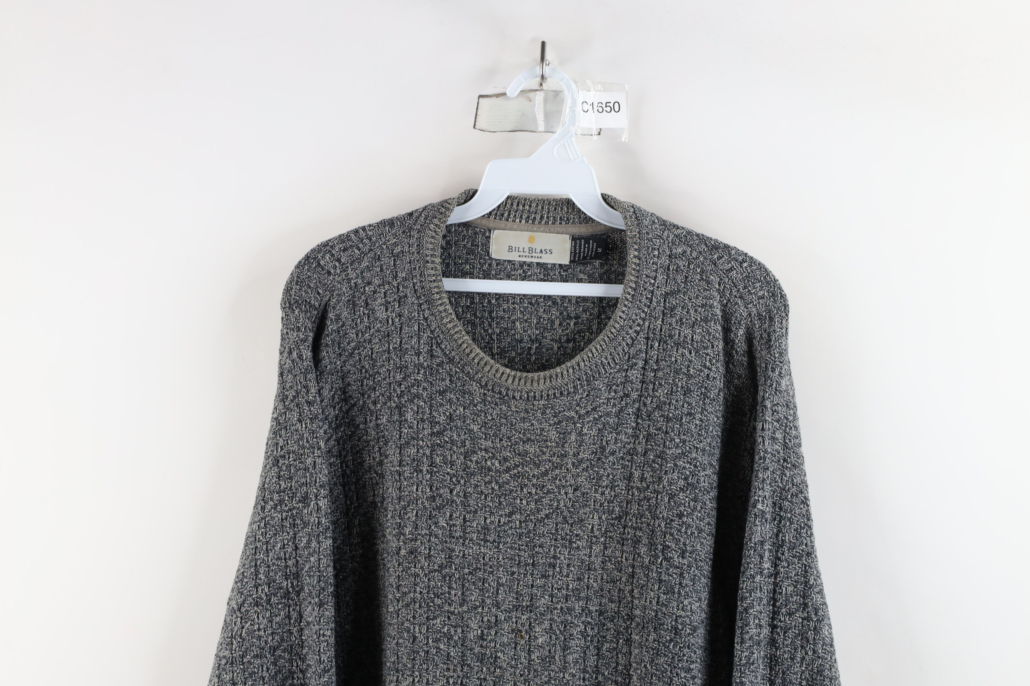 Vintage Vintage 90s Streetwear Framed Knit Crewneck Sweater Gray Size US M / EU 48-50 / 2 - 2 Thumbnail
