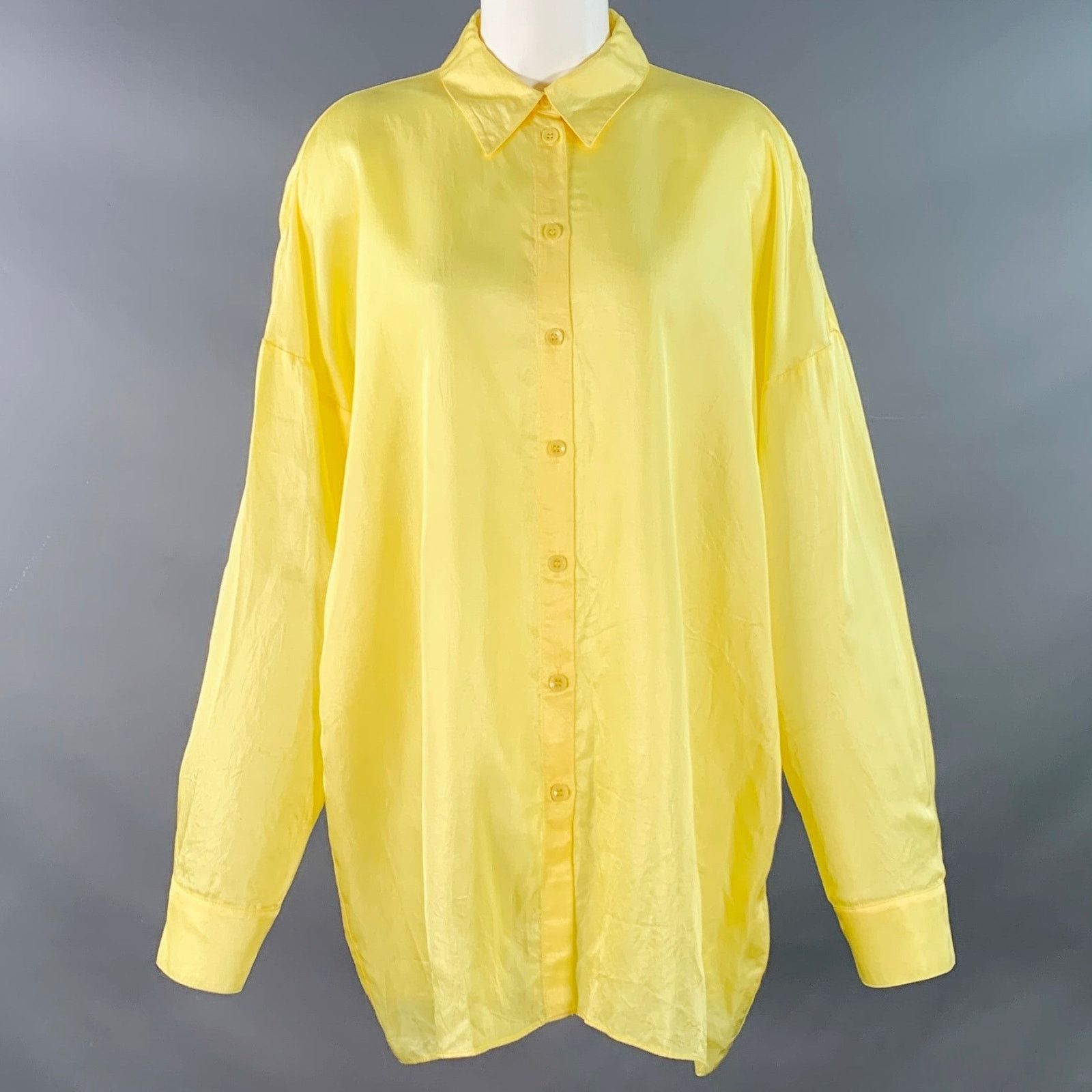 Tibi TIBI Size M Yellow Acetate Oversized Button Up Shirt Size M / US 6-8 / IT 42-44 - 1 Thumbnail