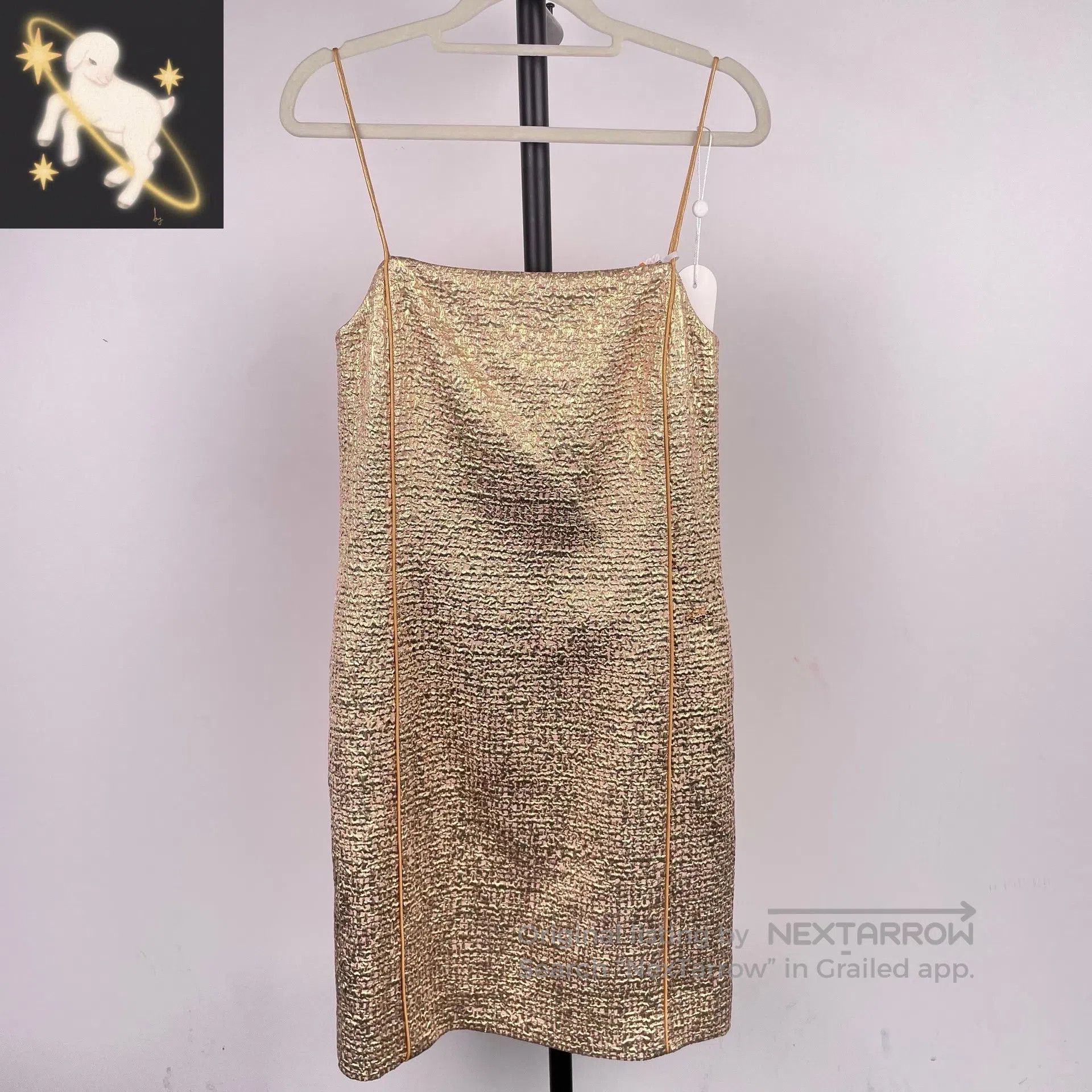 Chanel Chanel Gold foil pleated texture square neck tube dress si Size XS / US 0-2 / IT 36-38 - 1 Thumbnail