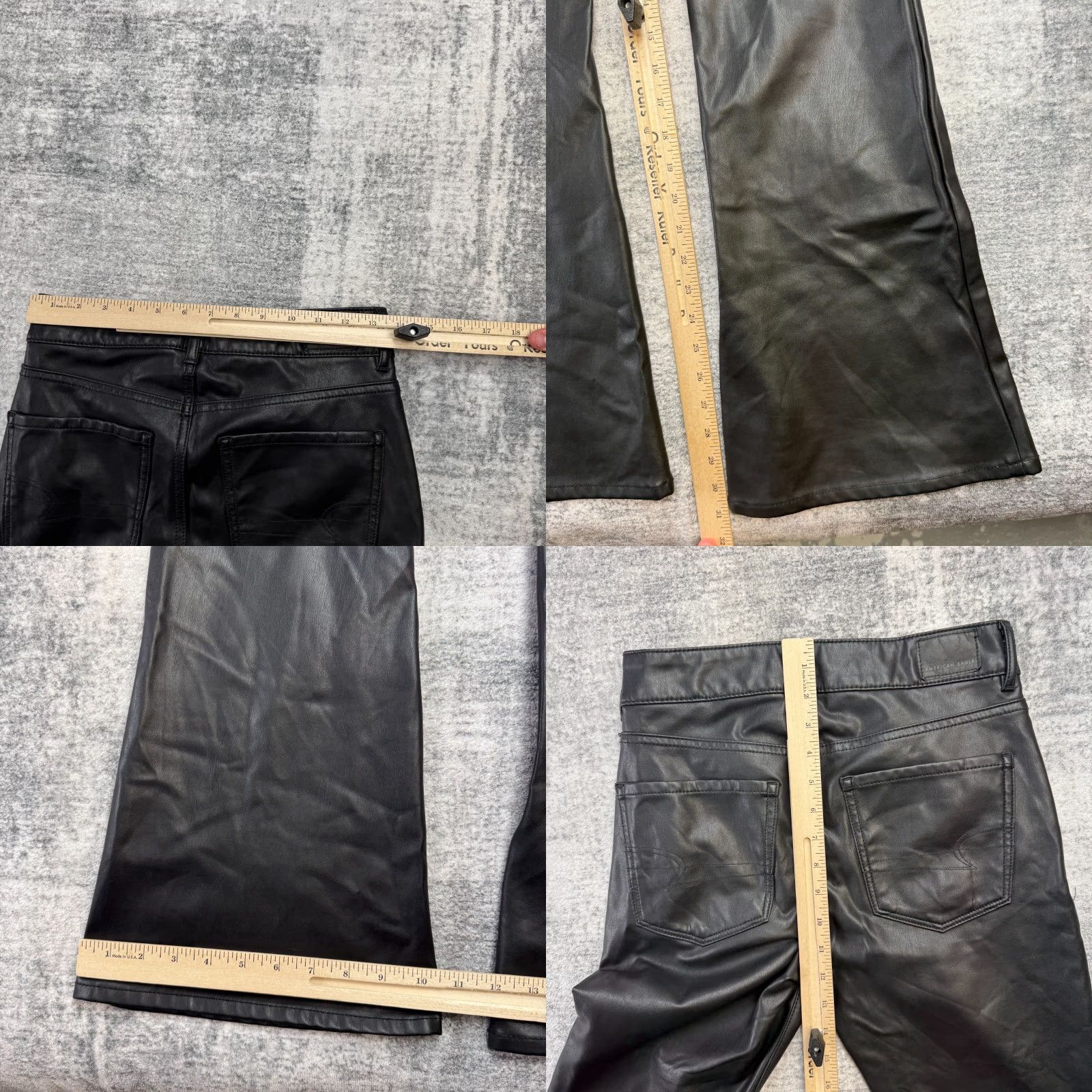 American Eagle Outfitters Amer ican Eagle Pants Womens 4 Black High Rise Flare Faux Leather Party Jeans Size 27" / US 4 / IT 40 - 8 Thumbnail