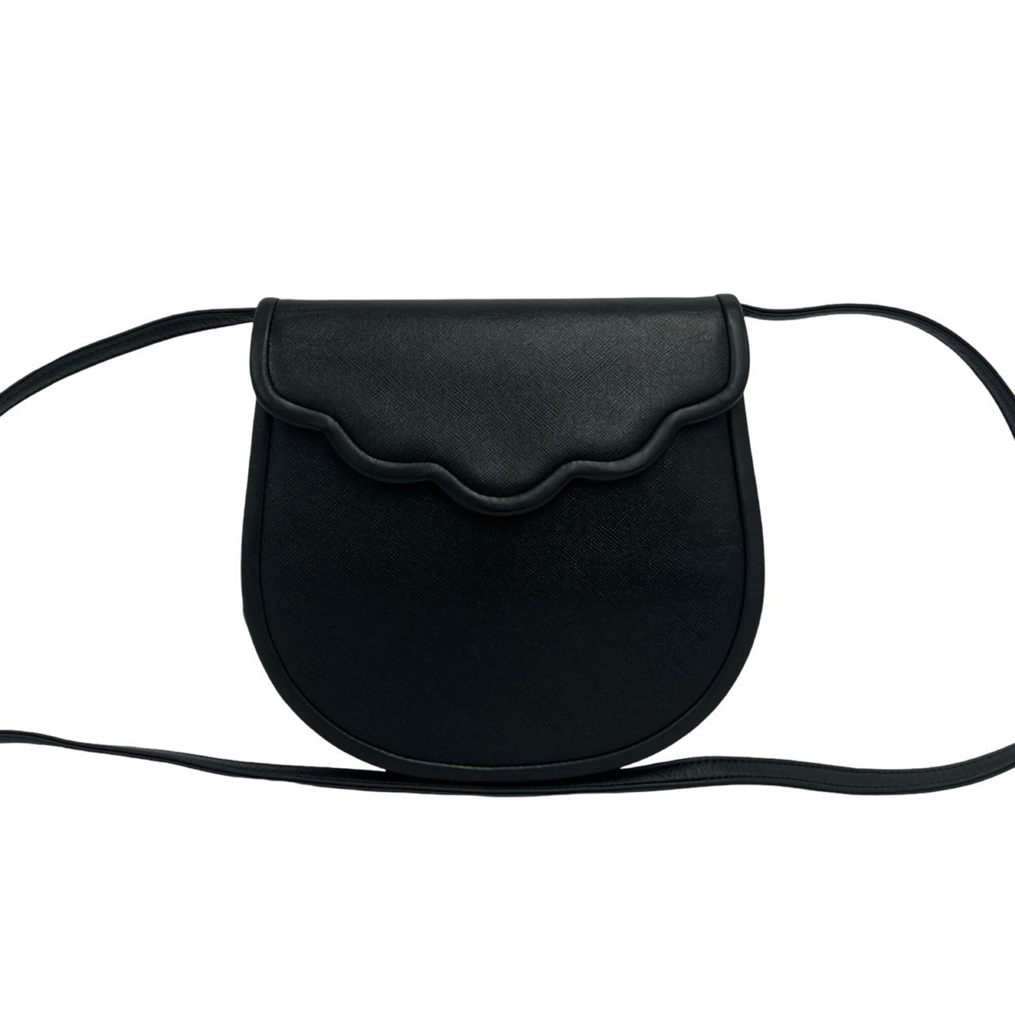Yves Saint Laurent YVES SAINT LAURENT Vintage Scalloped Leather Mini Shoulder Bag/Pouch, Black, 89009 Size ONE SIZE - 1 Thumbnail