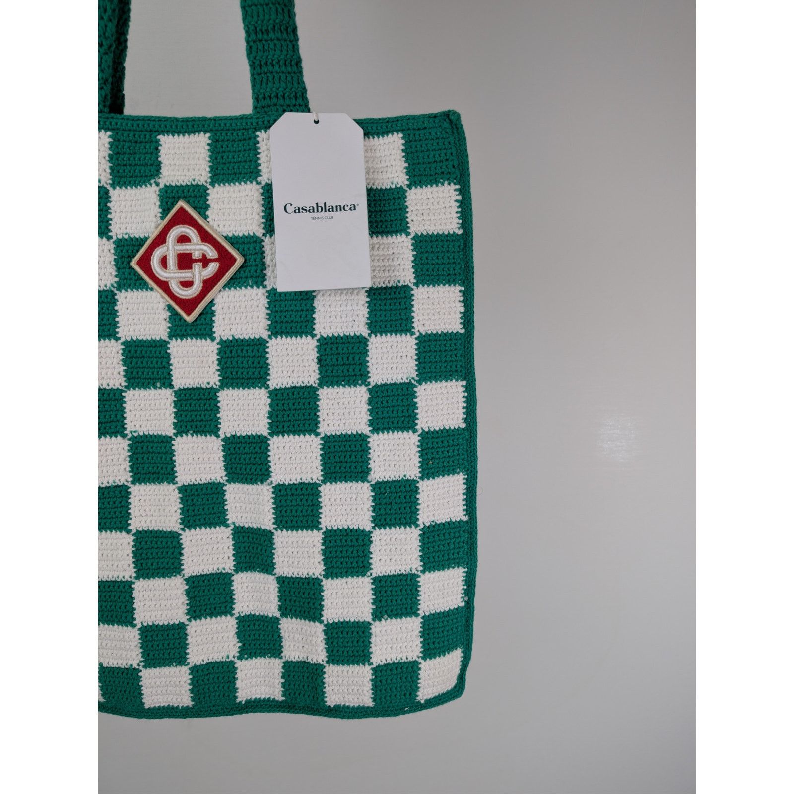 Casablanca o1rshd1 Size: OS / crochet cotton tote bag in green & white Size ONE SIZE - 3 Thumbnail