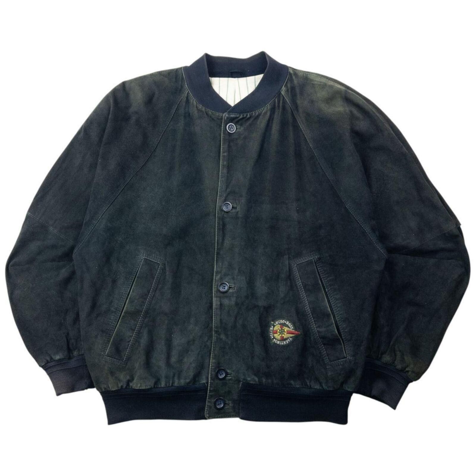 Hugo Boss Vintage 90s Hugo Boss Button Up Suede Bomber Jacket Size XL Size US XL / EU 56 / 4 - 1 Thumbnail