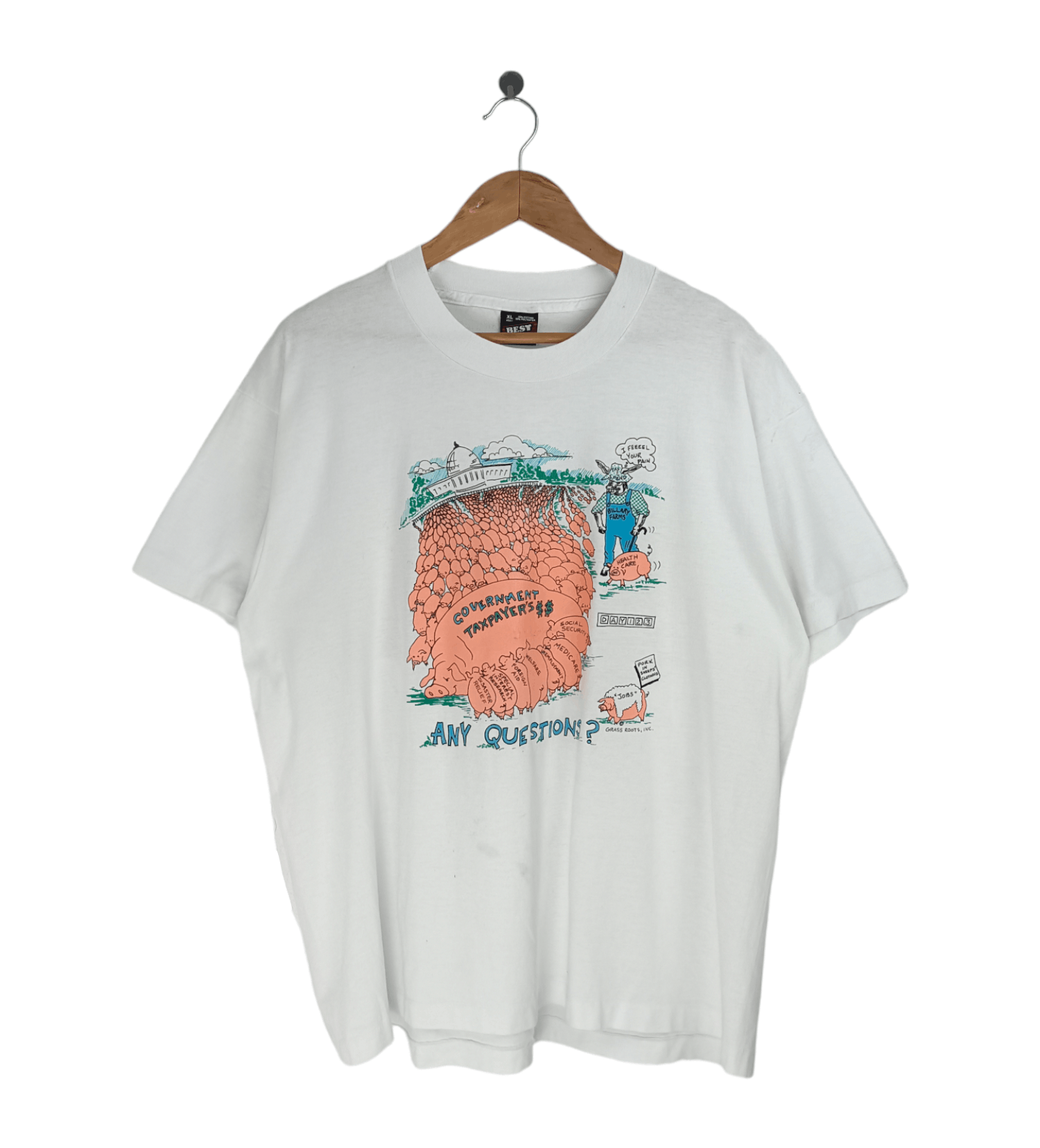 Vintage VINTAGE 90'S GOVERMENT PIG TAXPAYER HUMOR ADULT FUNNY Size US L / EU 52-54 / 3 - 1 Thumbnail