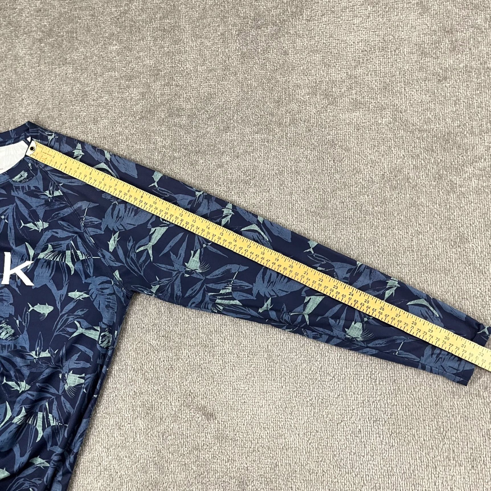 Vintage Huk Shirt Mens Large Blue Floral Fish Print Performance Fishing Long Sleeve Size US L / EU 52-54 / 3 - 6 Thumbnail
